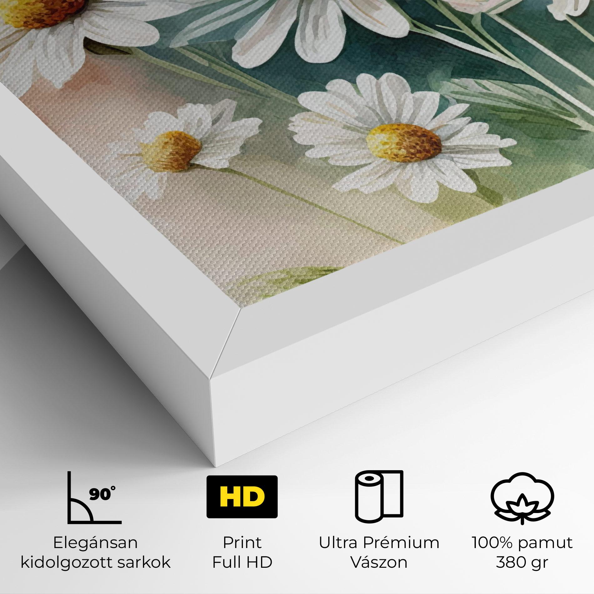 Vászonkép White Daisy Art mockup 4