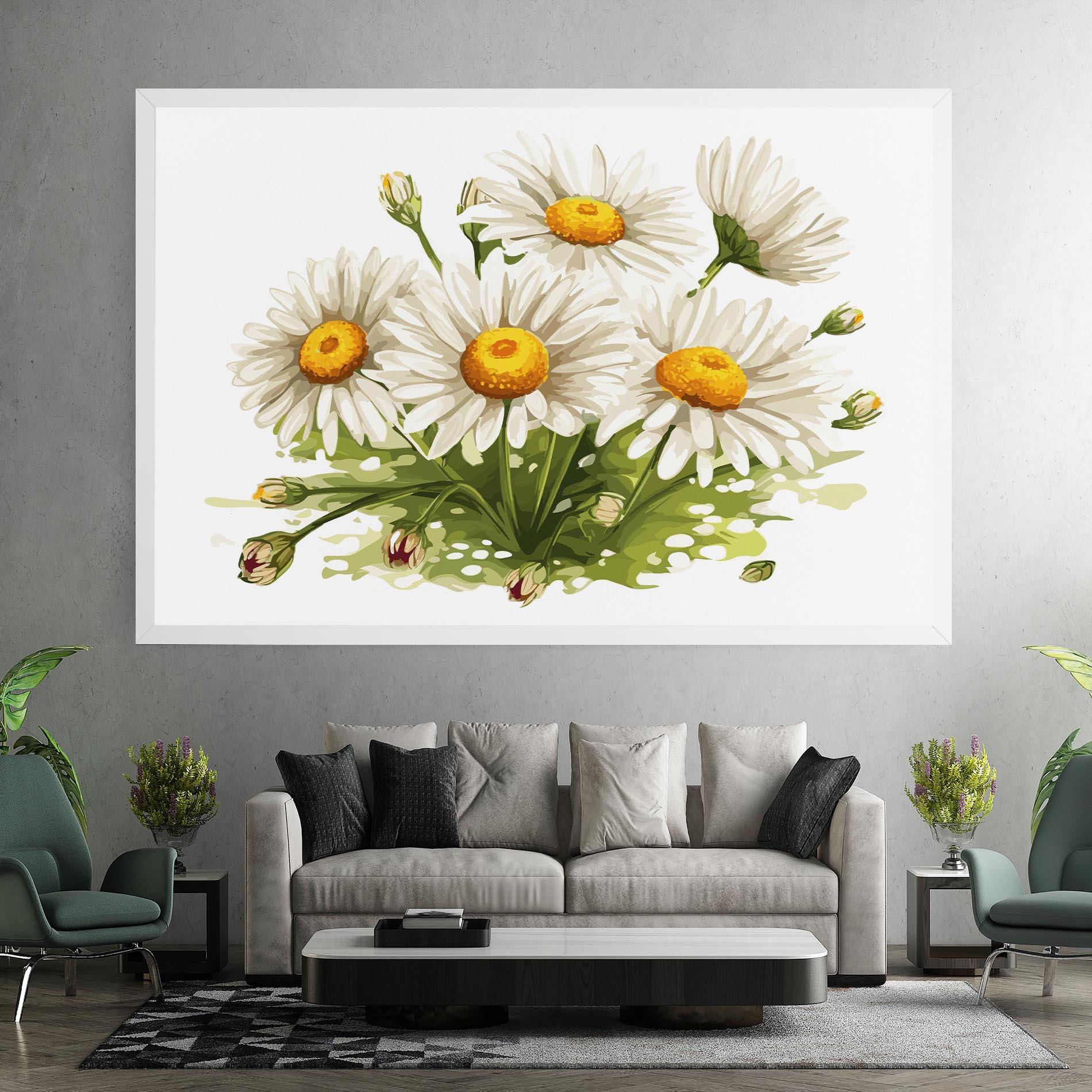 Vászonkép White Grey Daisy mockup 7