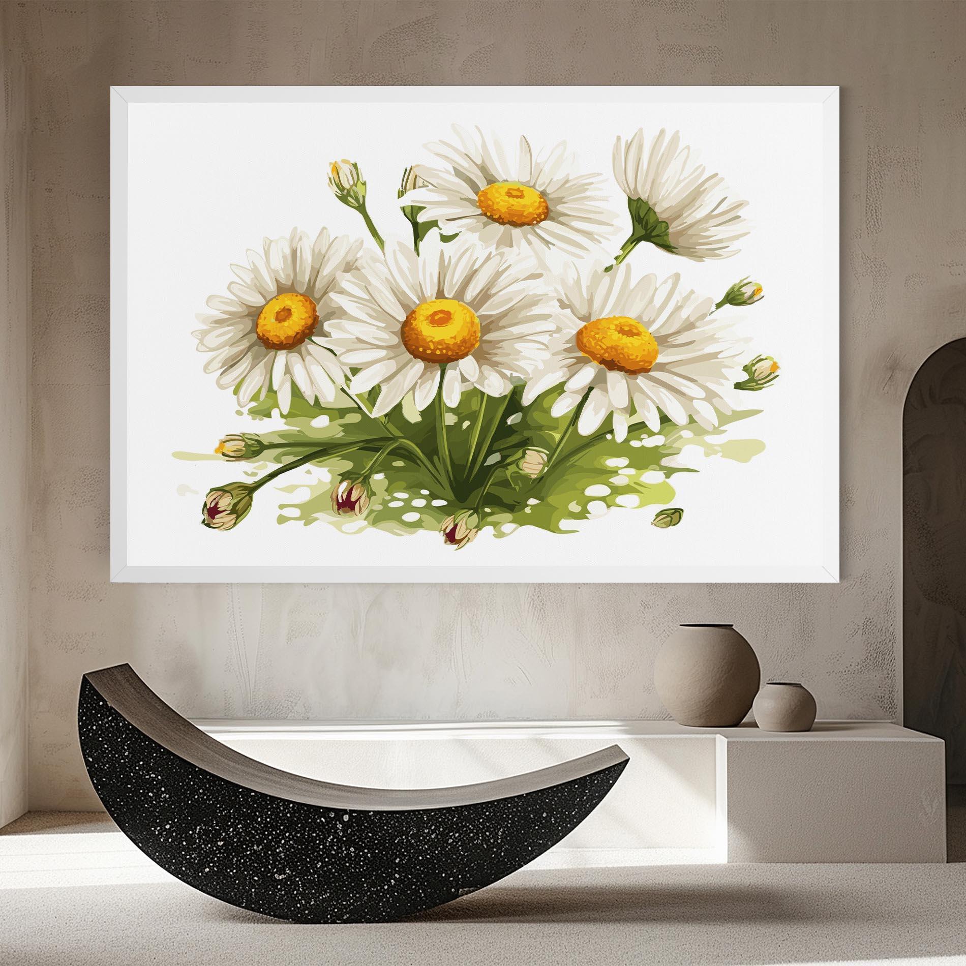 Vászonkép White Grey Daisy mockup 8