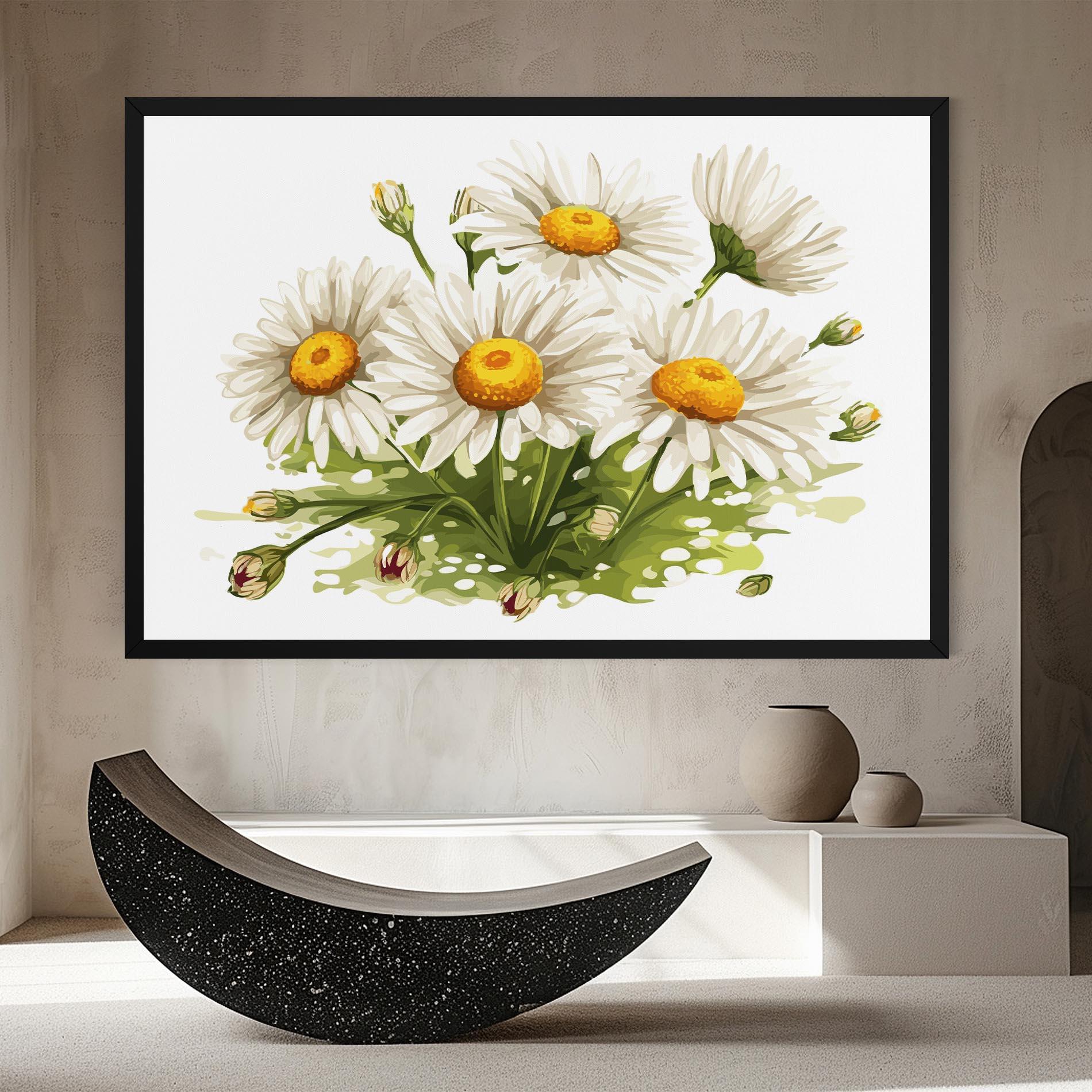 Vászonkép White Grey Daisy mockup 8