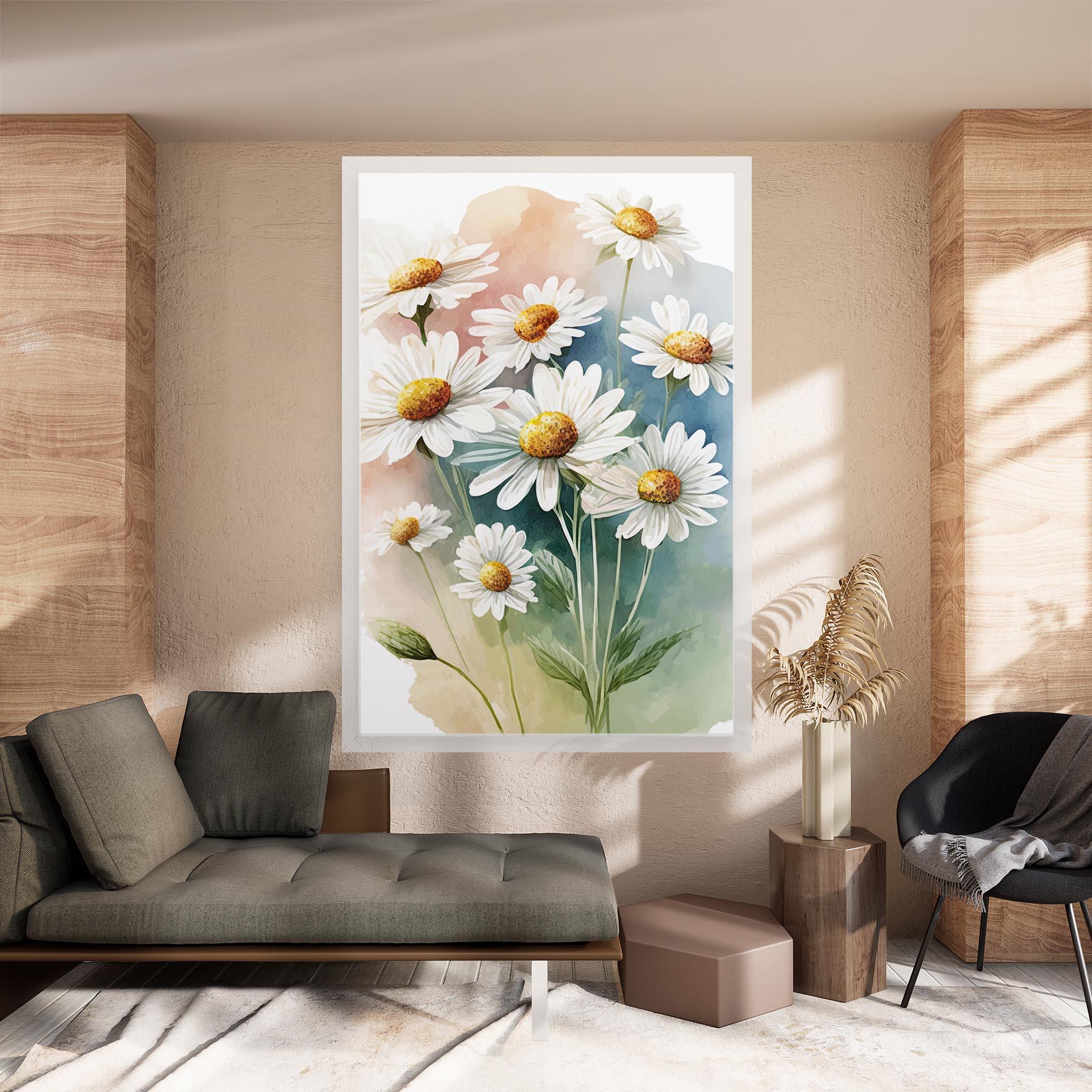 Vászonkép White Daisy Art mockup 8