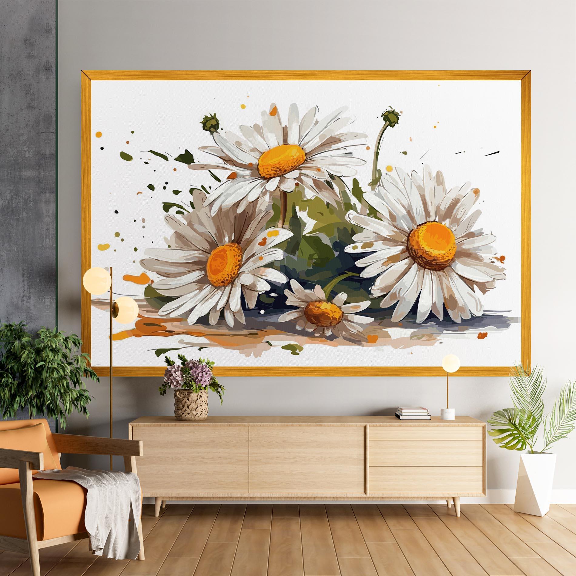 Vászonkép White Beautiful Daisy mockup 9