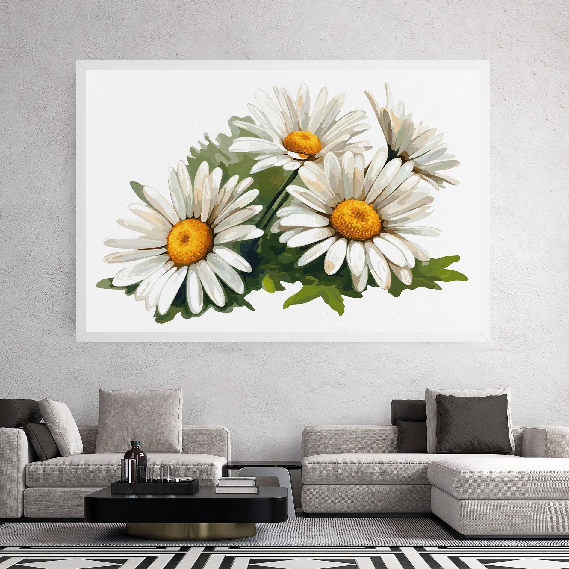 Vászonkép Grey White Daisy mockup 2