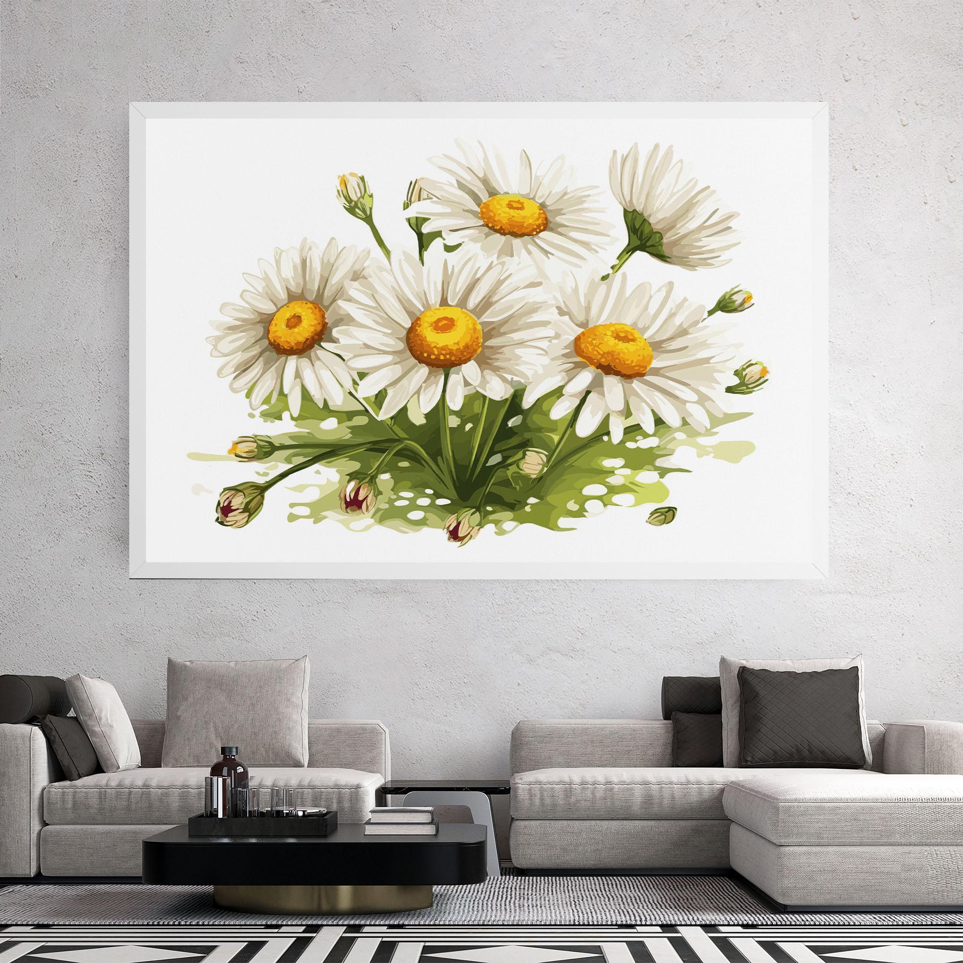 Vászonkép White Grey Daisy mockup 2