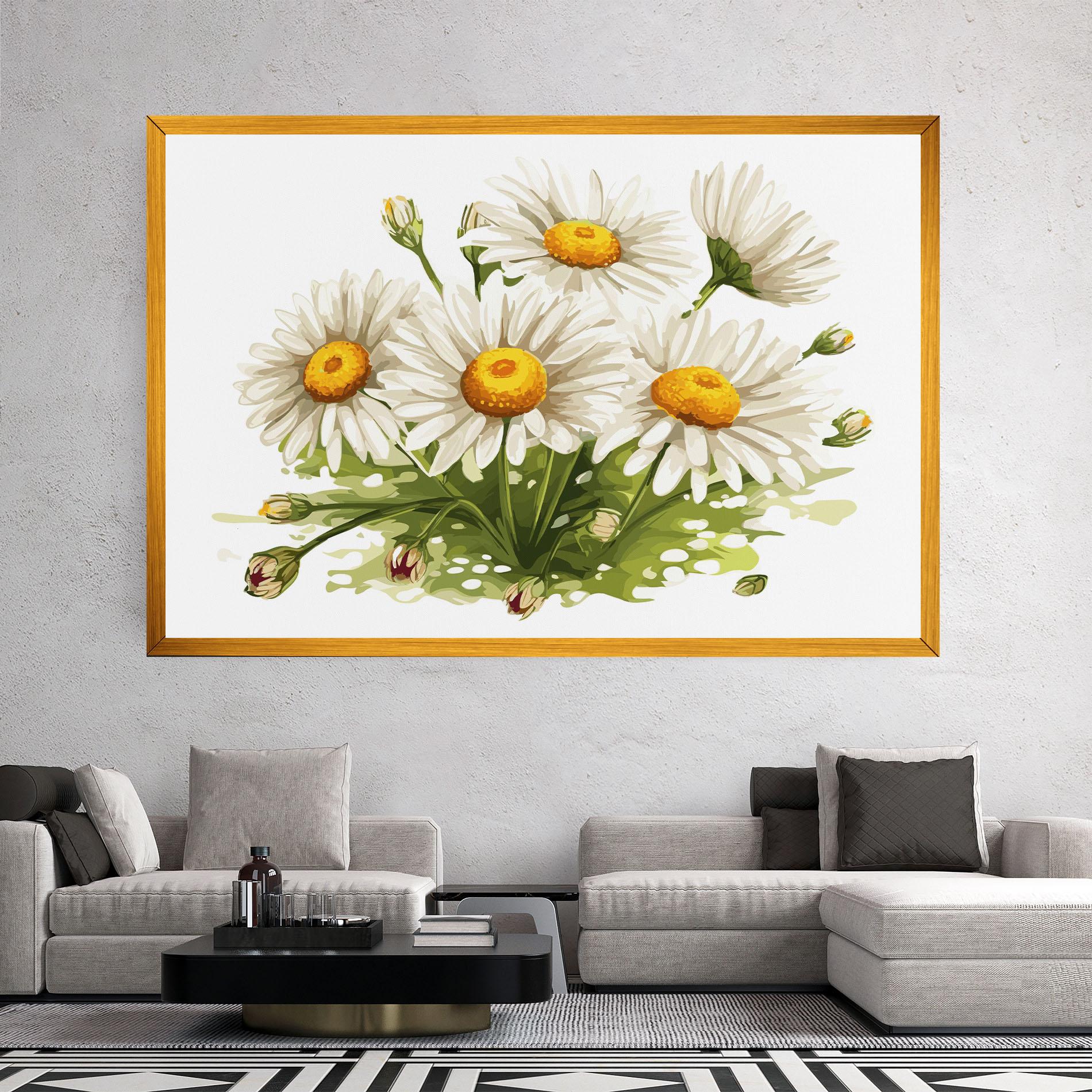 Vászonkép White Grey Daisy mockup 2