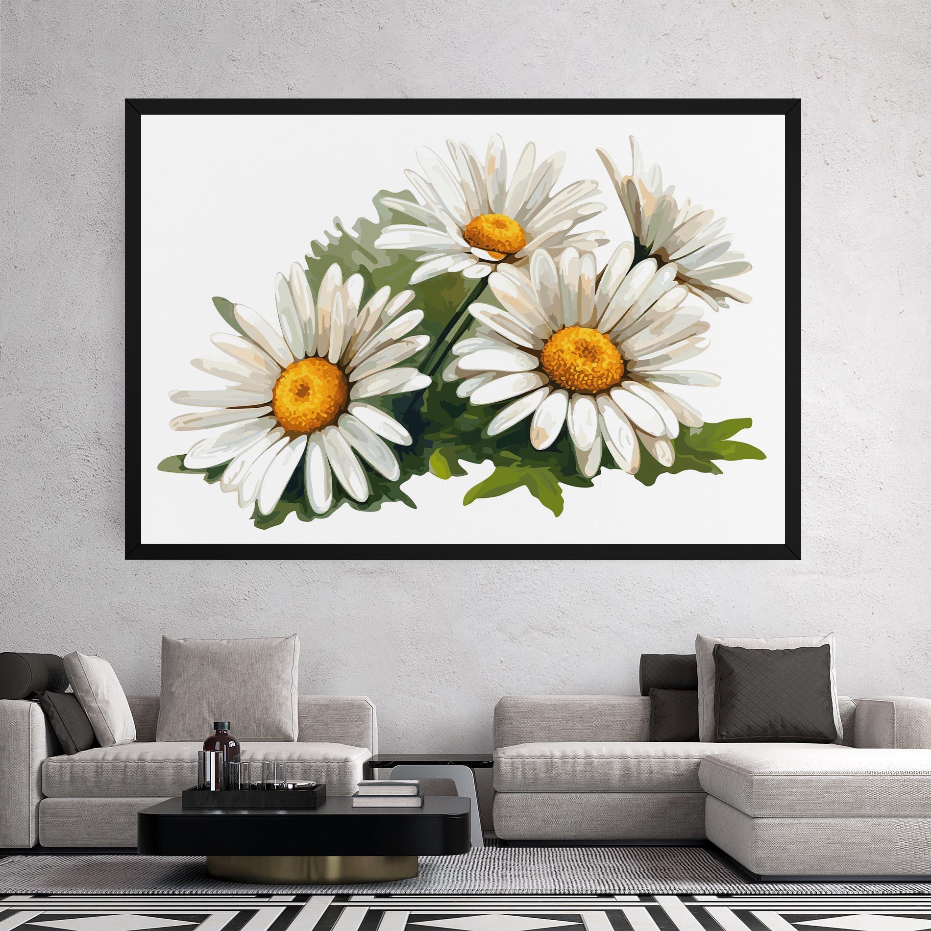 Vászonkép Grey White Daisy mockup 2