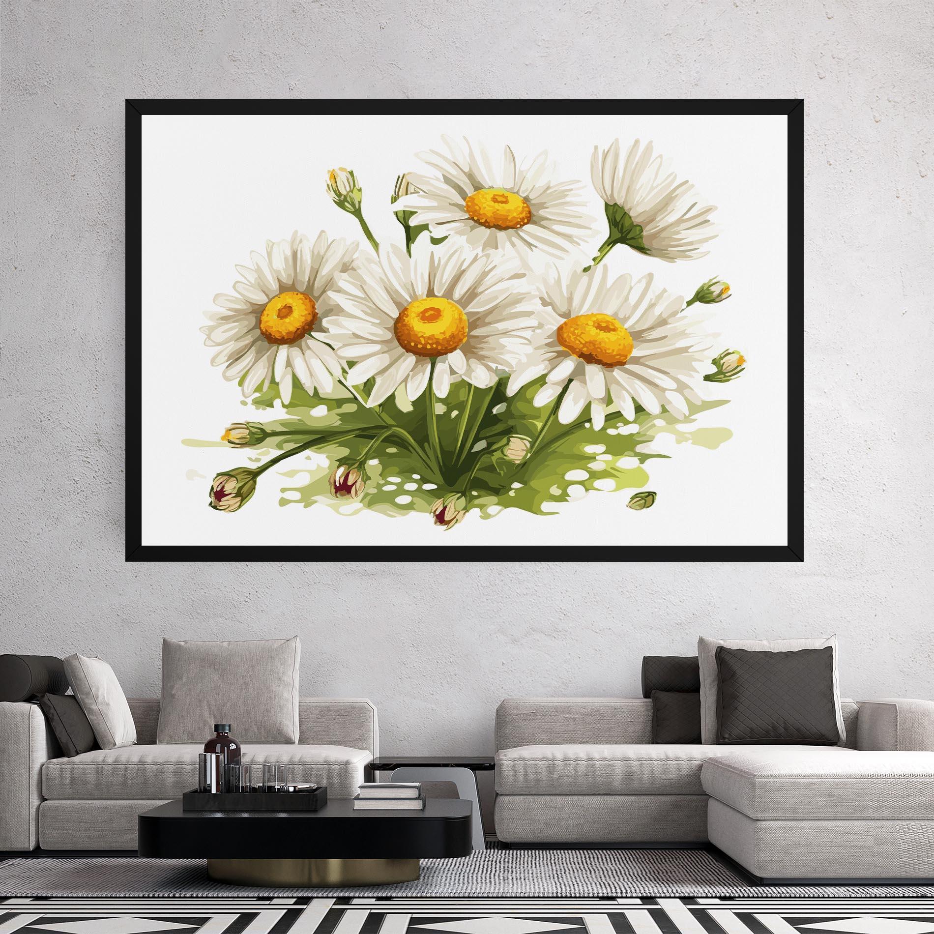 Vászonkép White Grey Daisy mockup 2