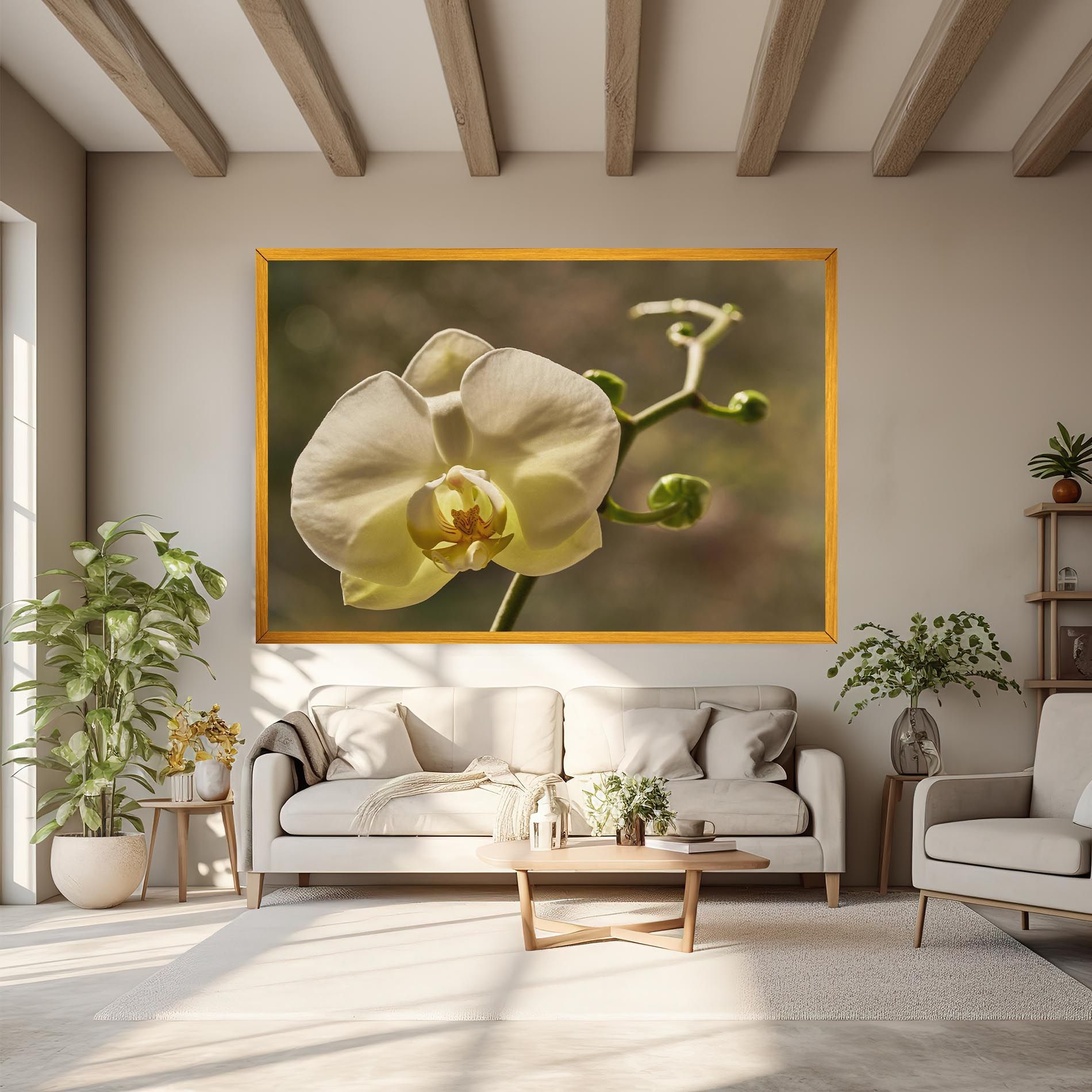 Pastel Yellow Orchid In Garden mockup 6