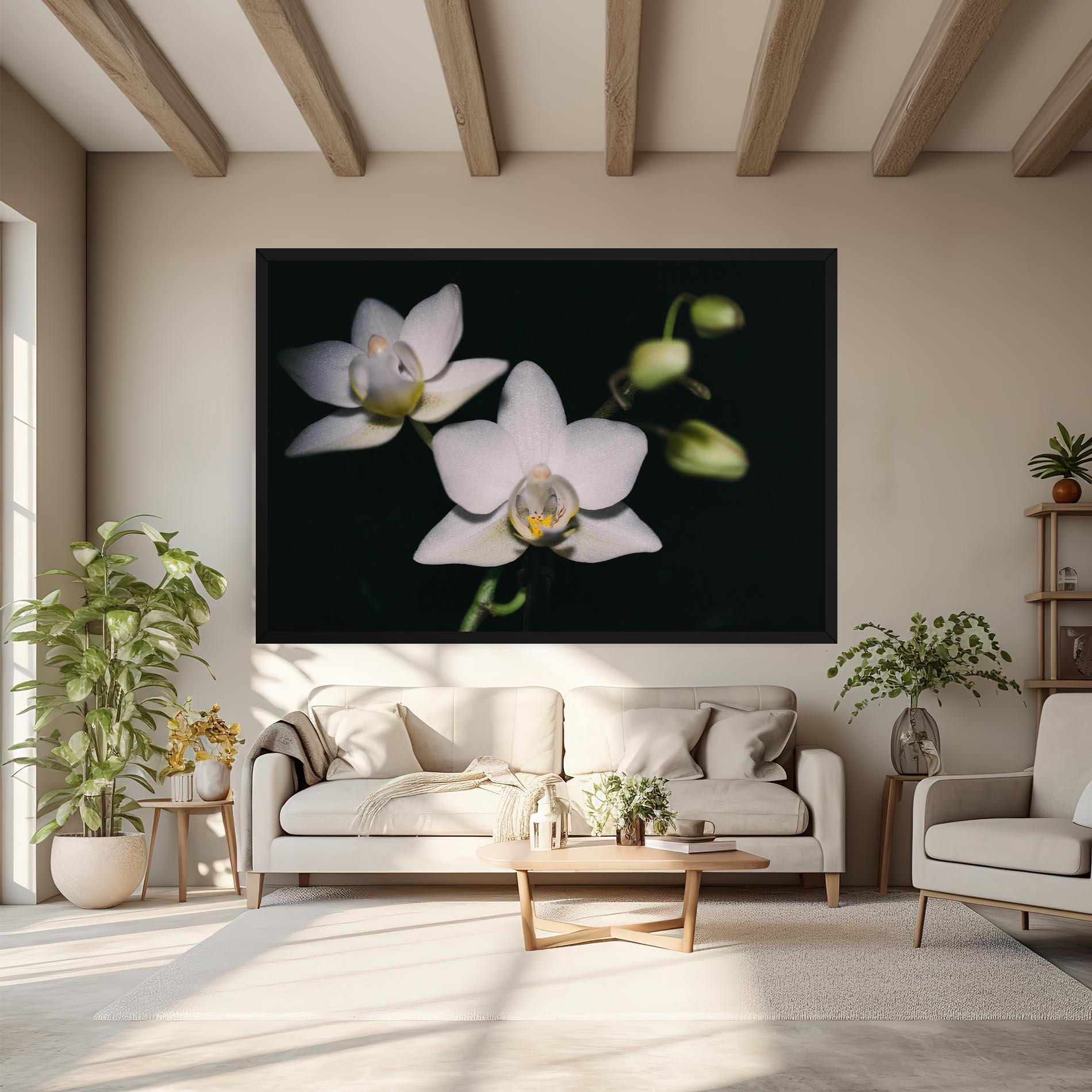 Vászonkép Orchids On Black mockup 6