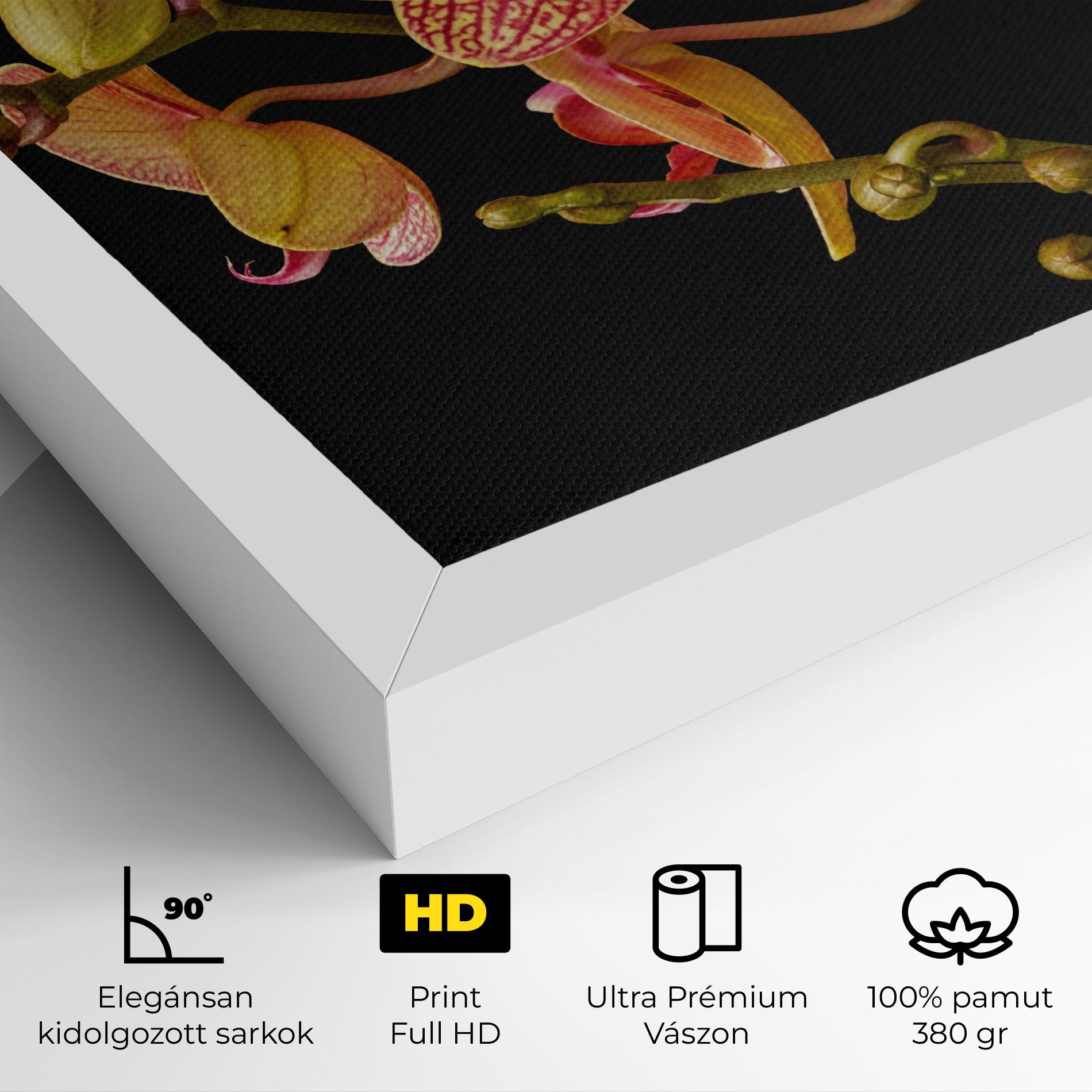 Vászonkép Pink Orchids On Black mockup 4
