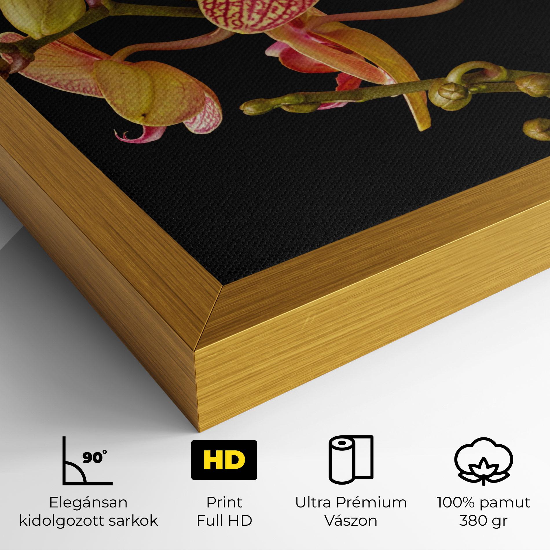 Vászonkép Pink Orchids On Black mockup 4