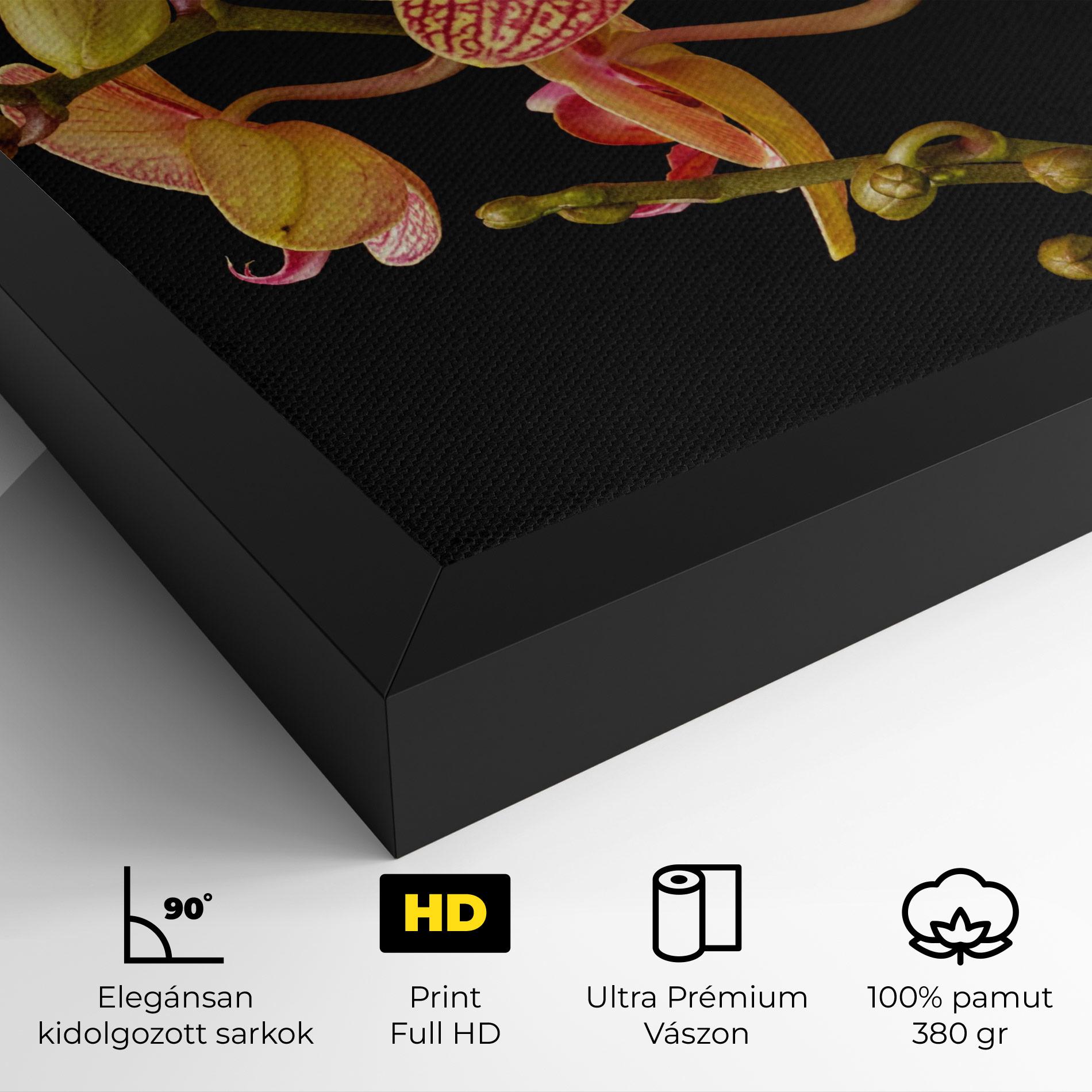 Vászonkép Pink Orchids On Black mockup 4