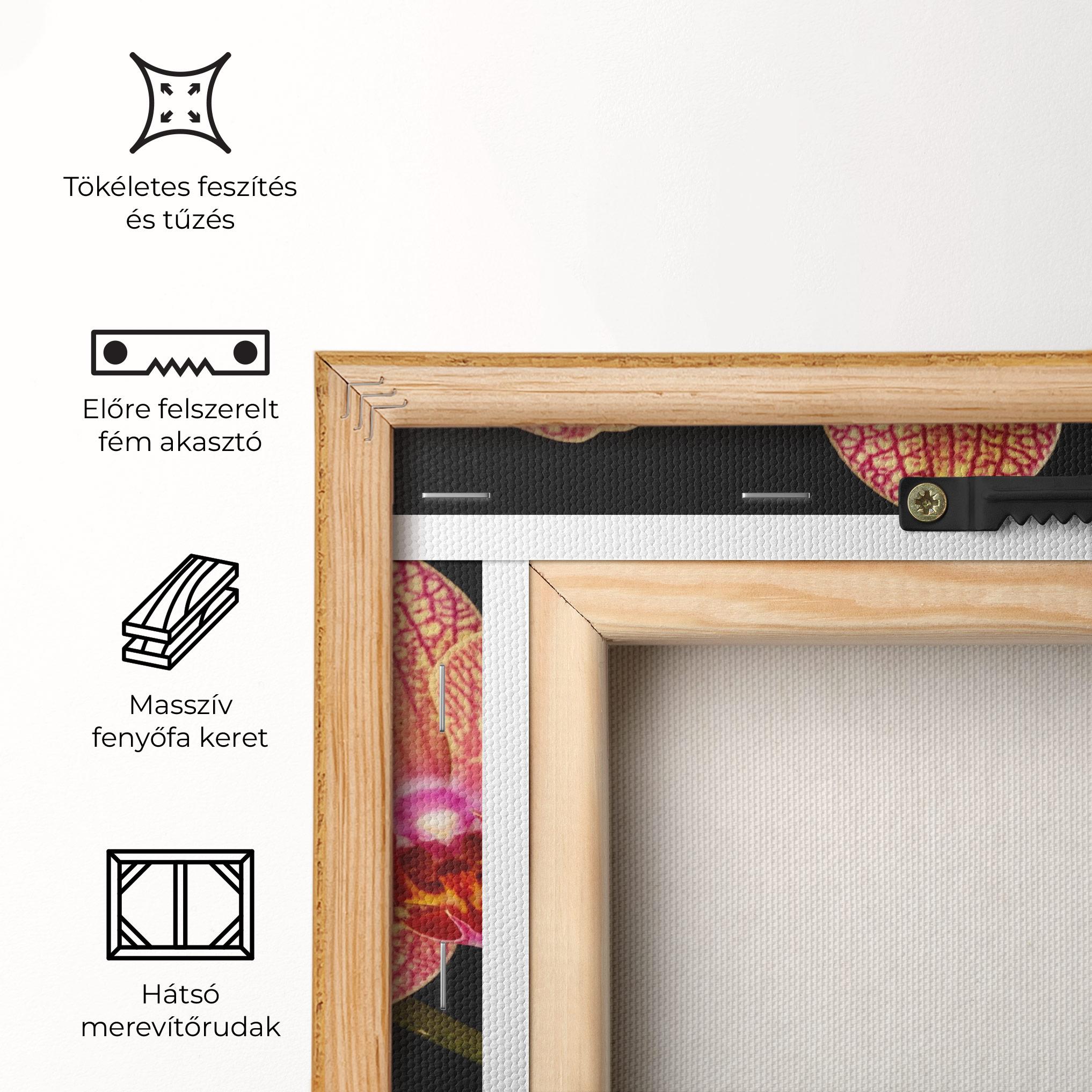 Vászonkép Pink Orchids On Black mockup 5