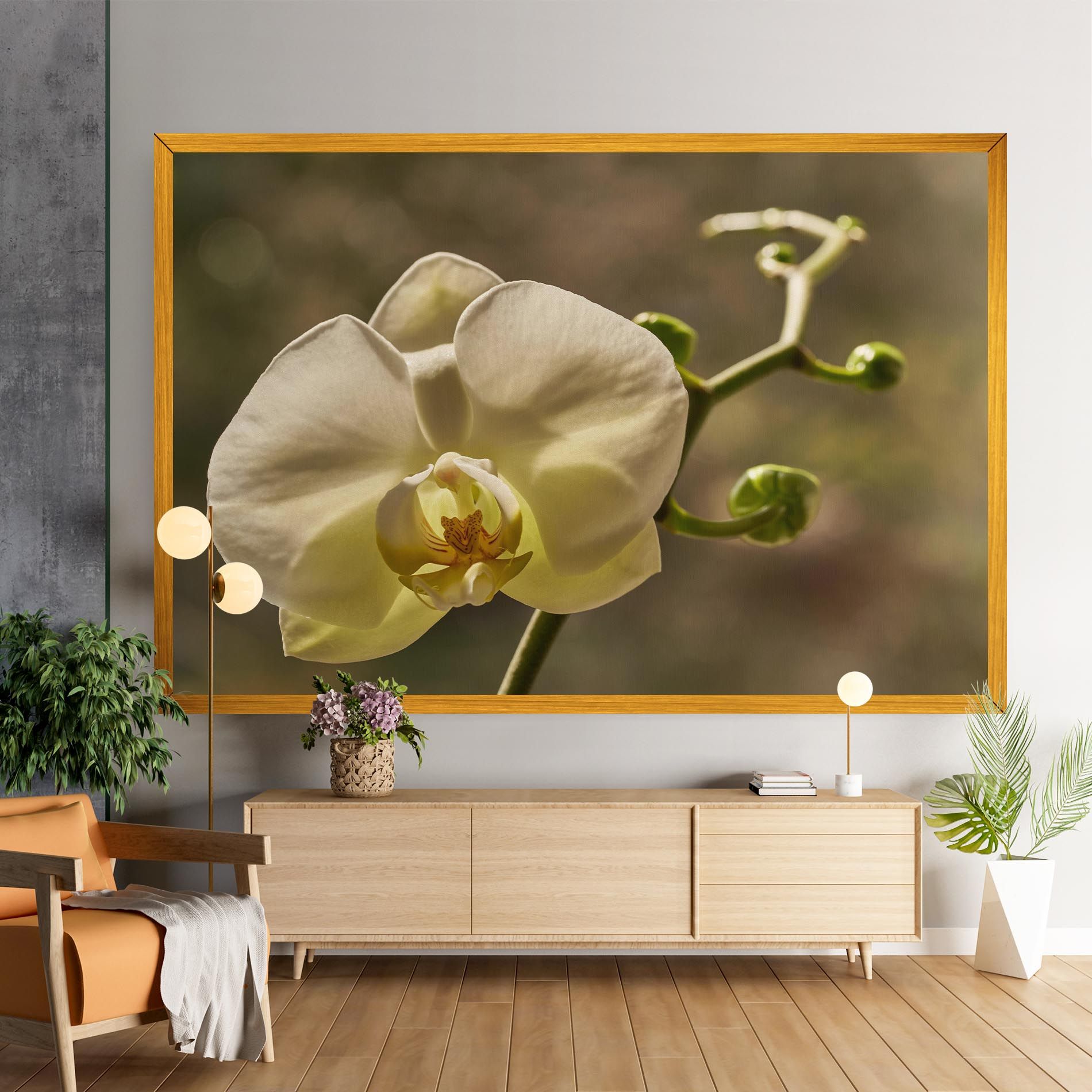 Pastel Yellow Orchid In Garden mockup 9
