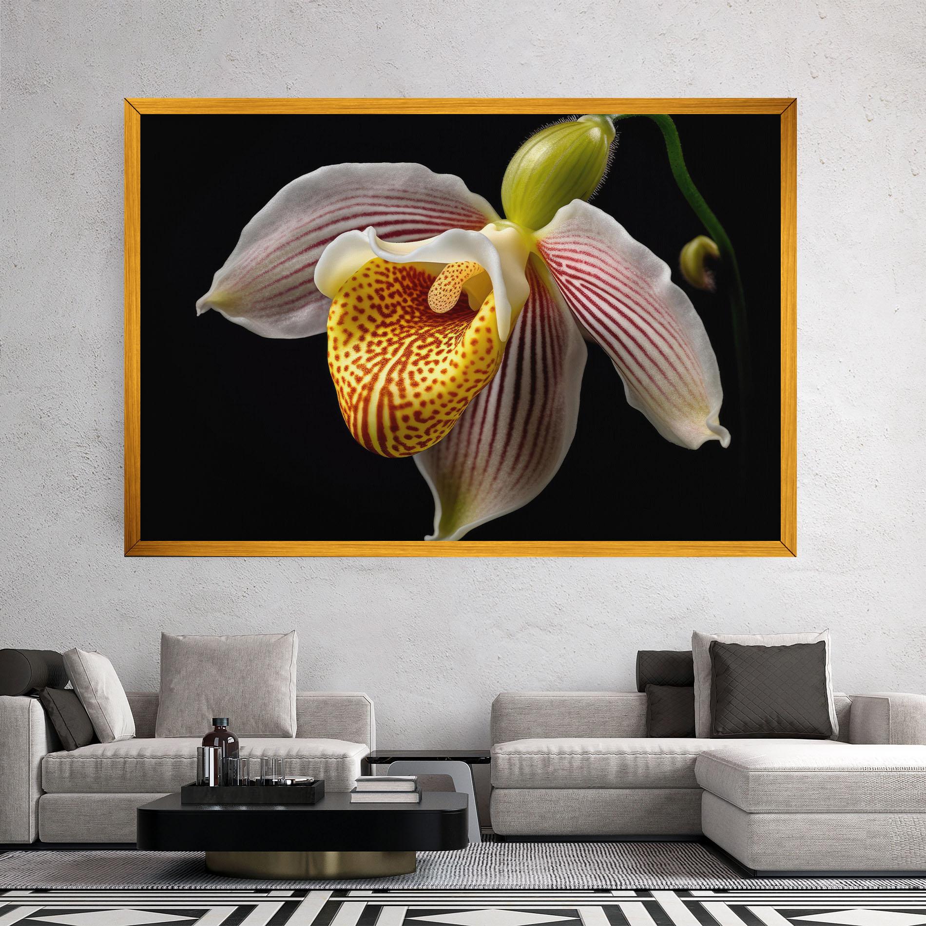 Vászonkép Orchid On Black mockup 2