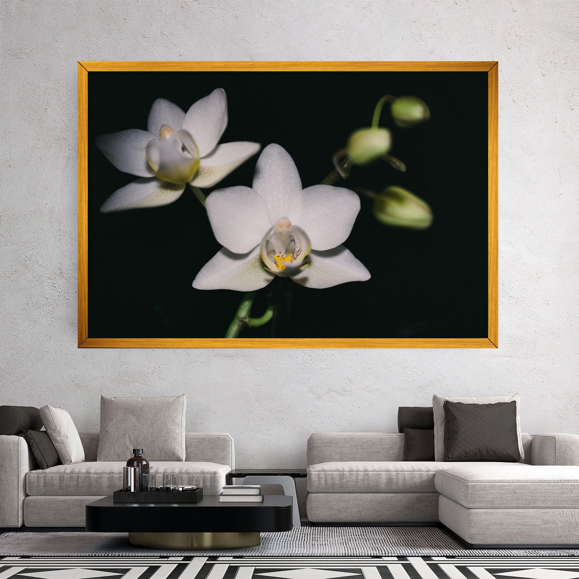 Orchids On Black mockup 2