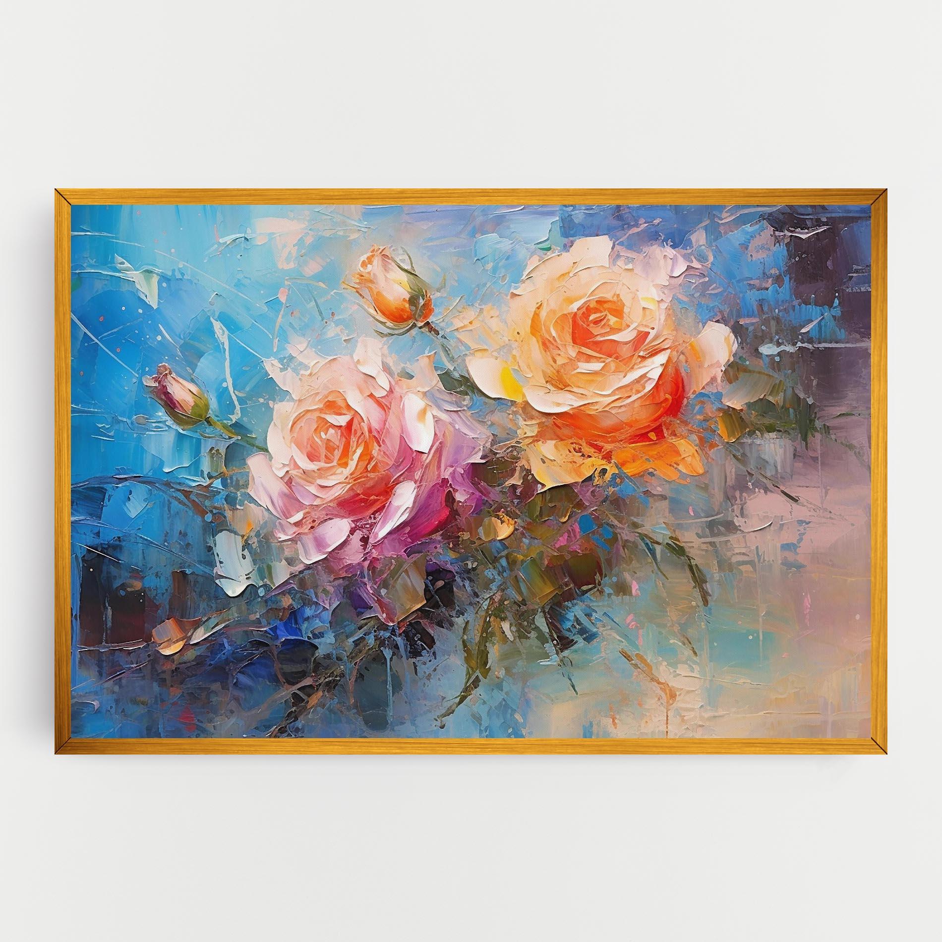 Vászonkép Light Orange Rose Painting mockup 0