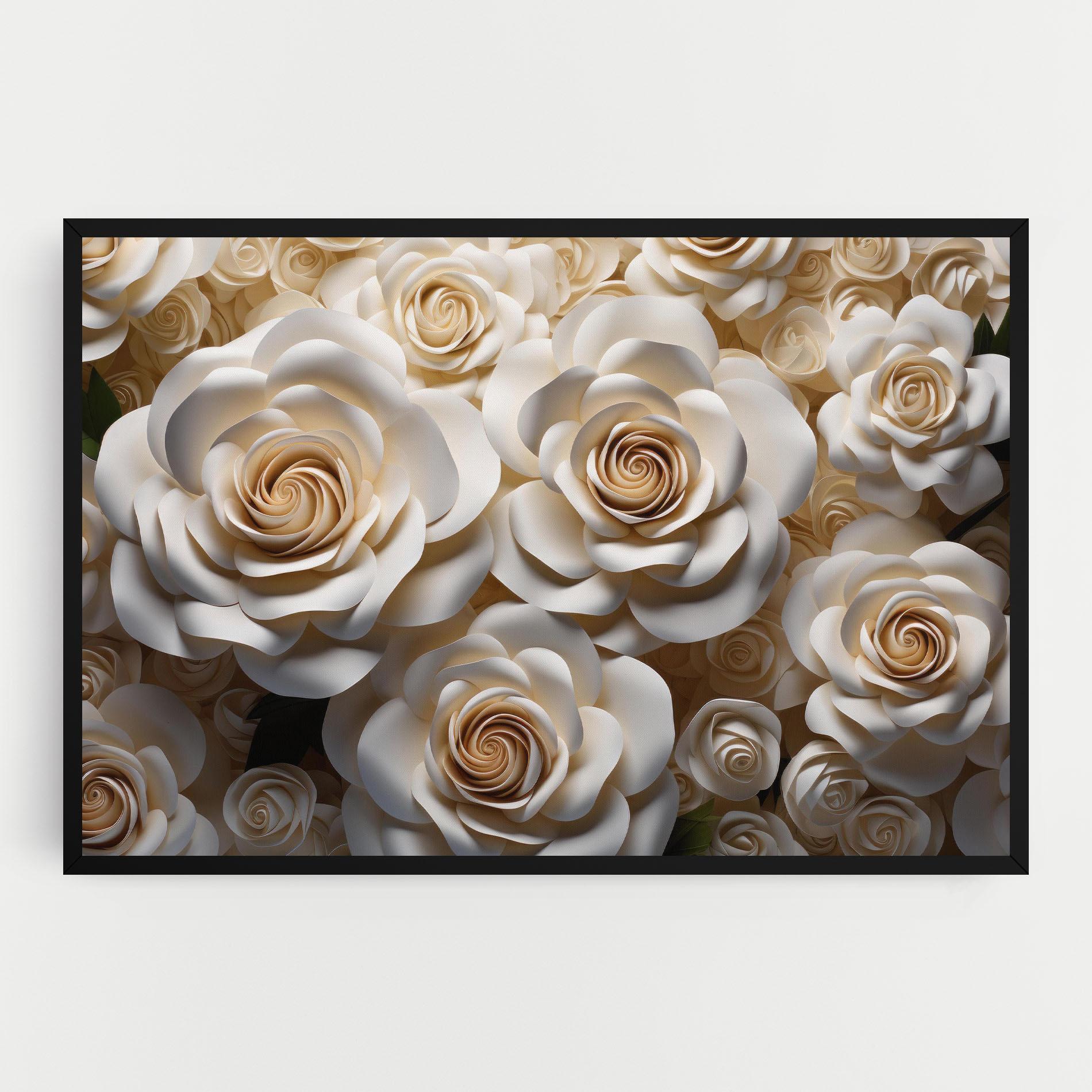 Vászonkép Cream Roses Wall mockup 0