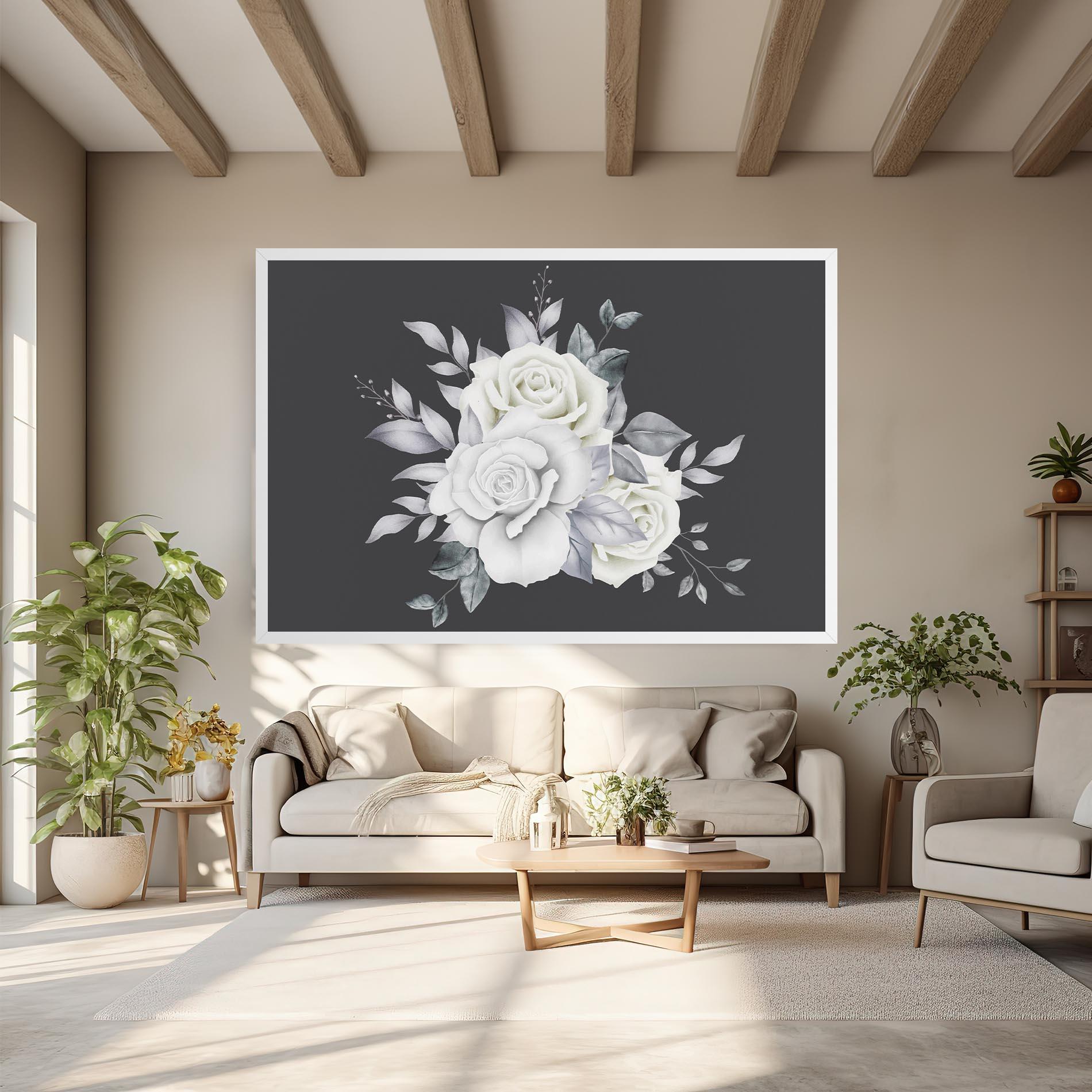 Vászonkép White Grey Rose mockup 6