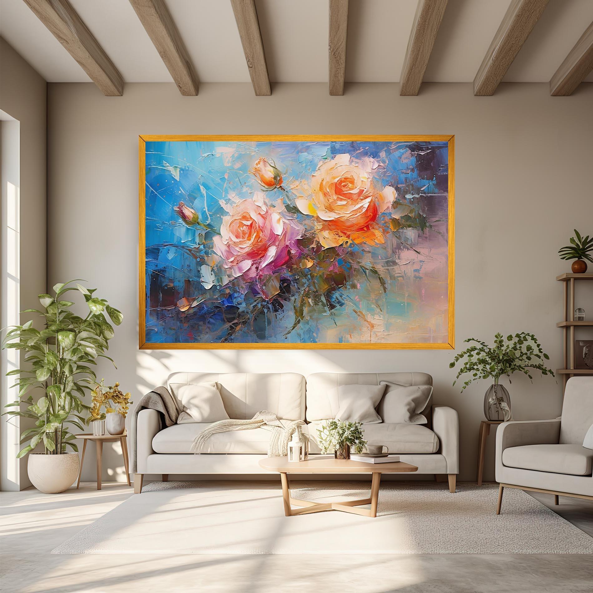Vászonkép Light Orange Rose Painting mockup 6