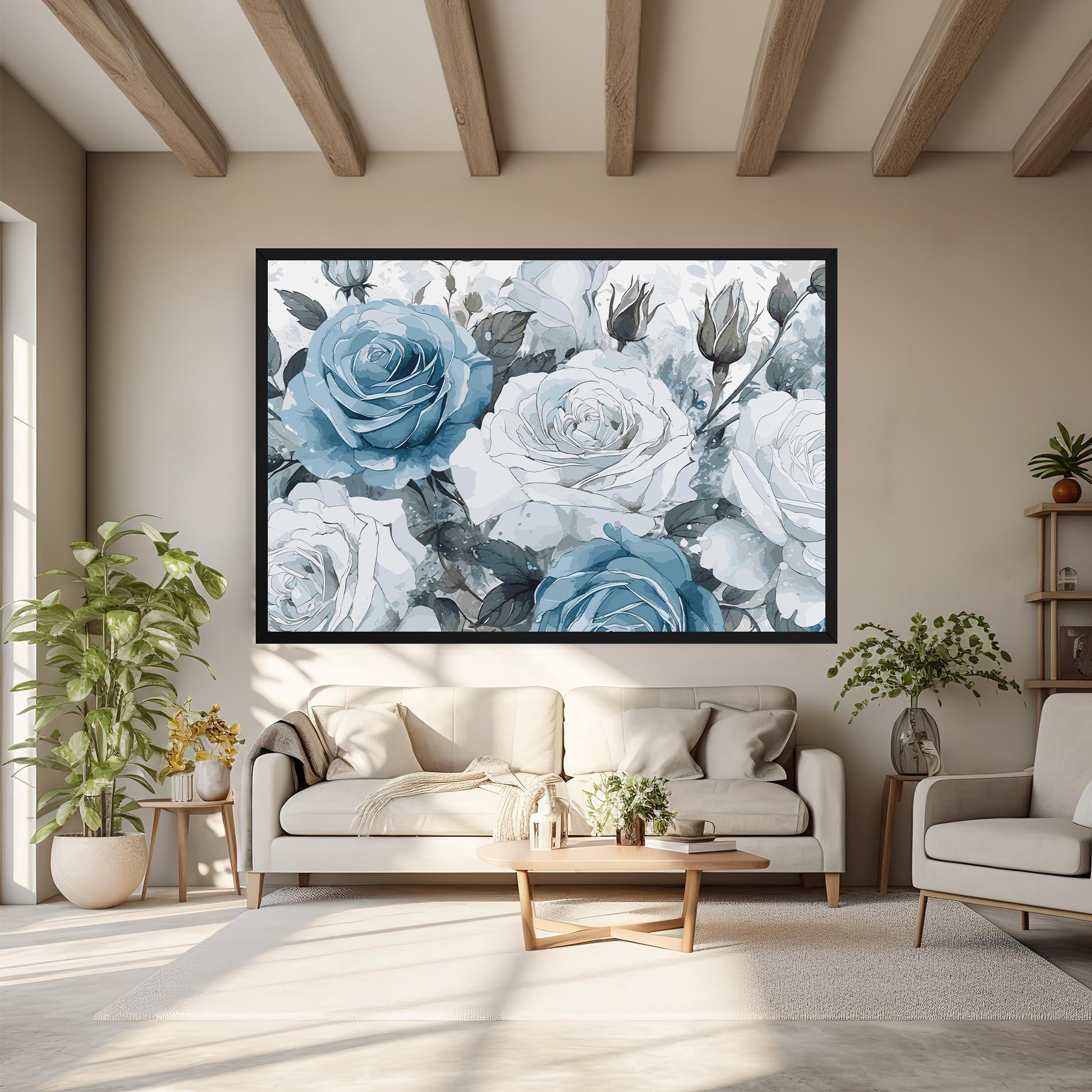 Vászonkép Blue White Rose mockup 6