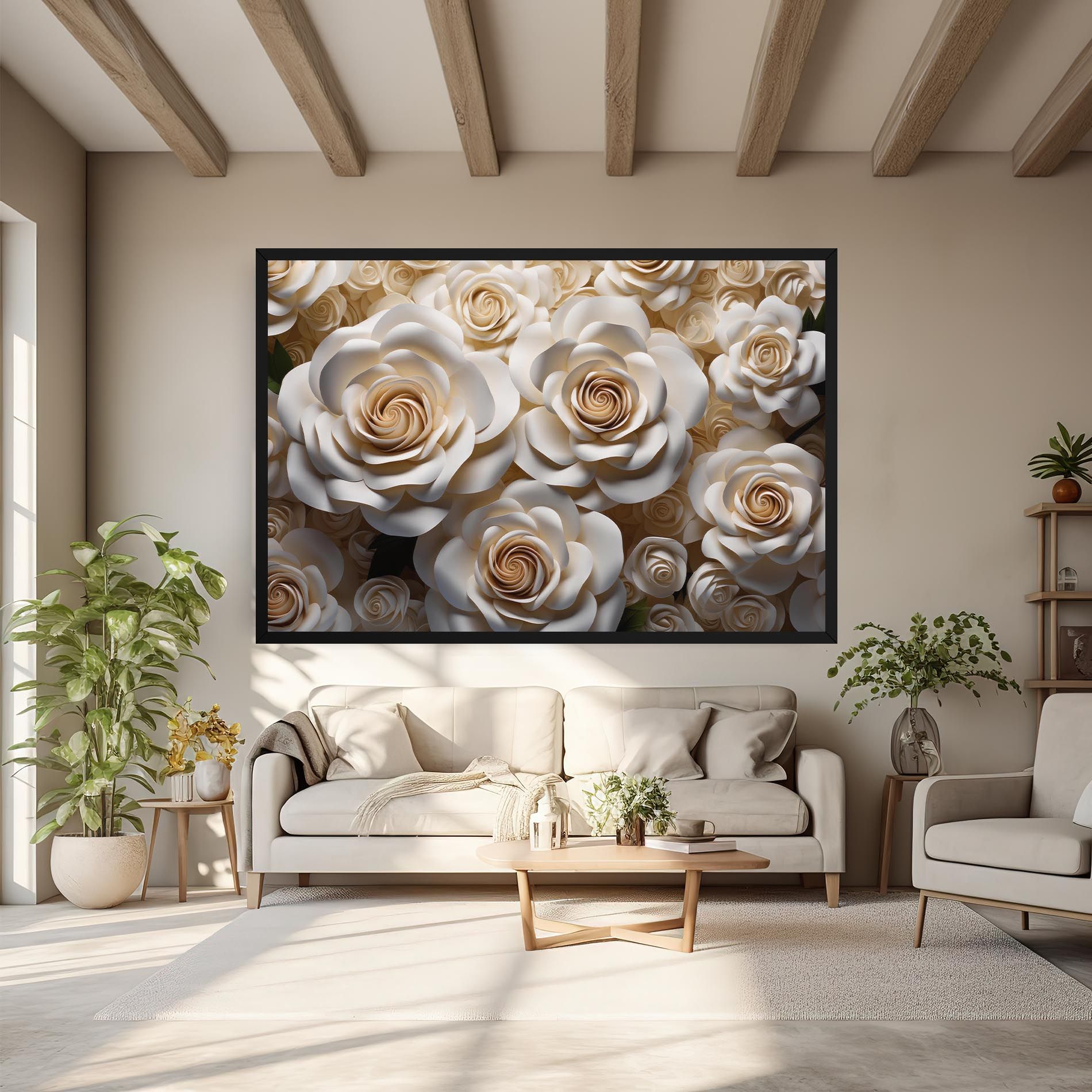 Cream Roses Wall mockup 6