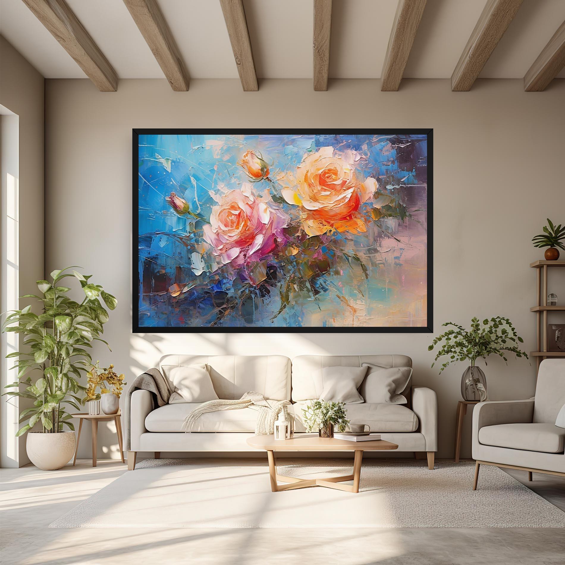 Vászonkép Light Orange Rose Painting mockup 6
