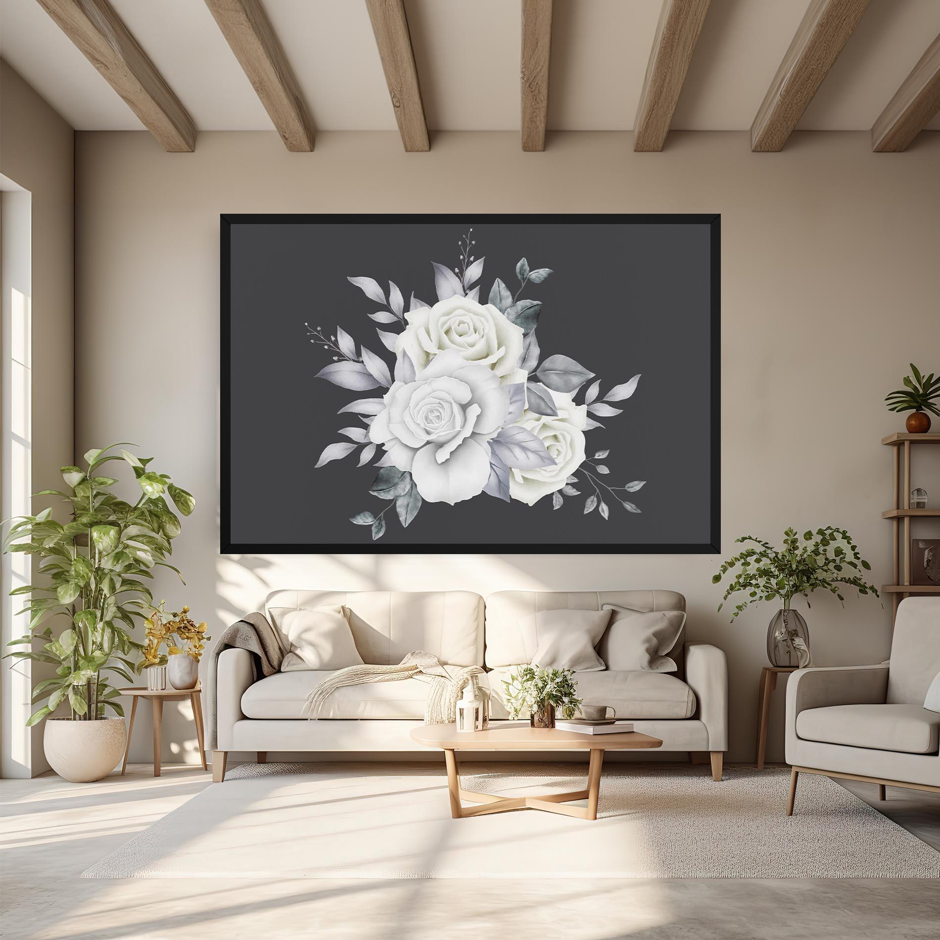 Vászonkép White Grey Rose mockup 6