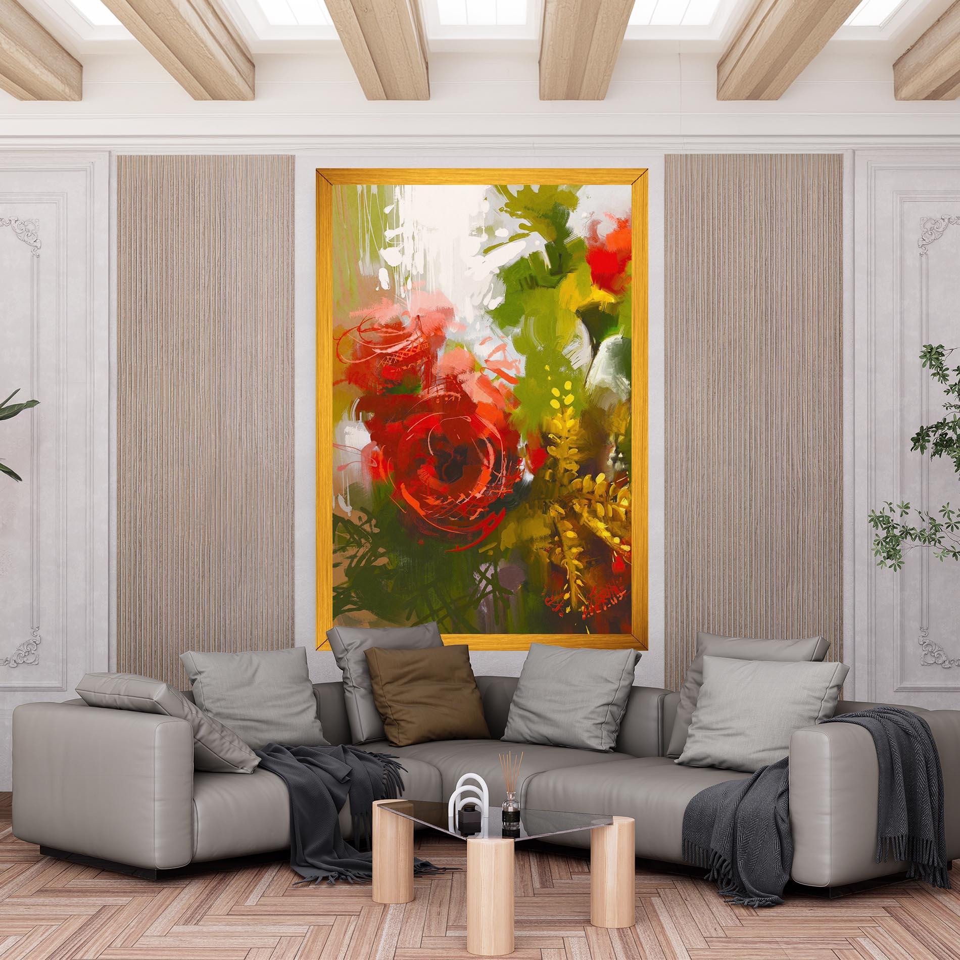 Vászonkép Red Rose Painting mockup 6