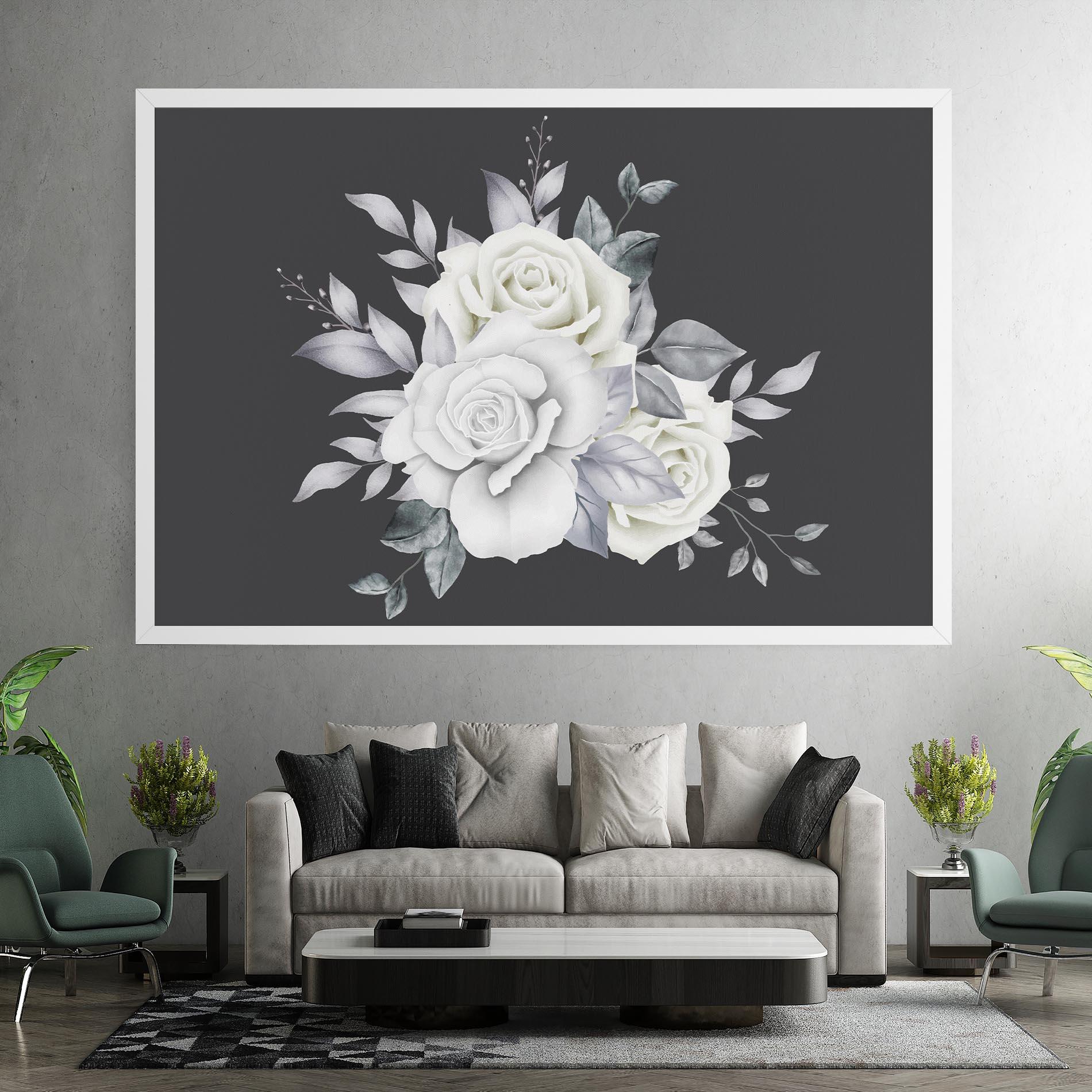 Vászonkép White Grey Rose mockup 7