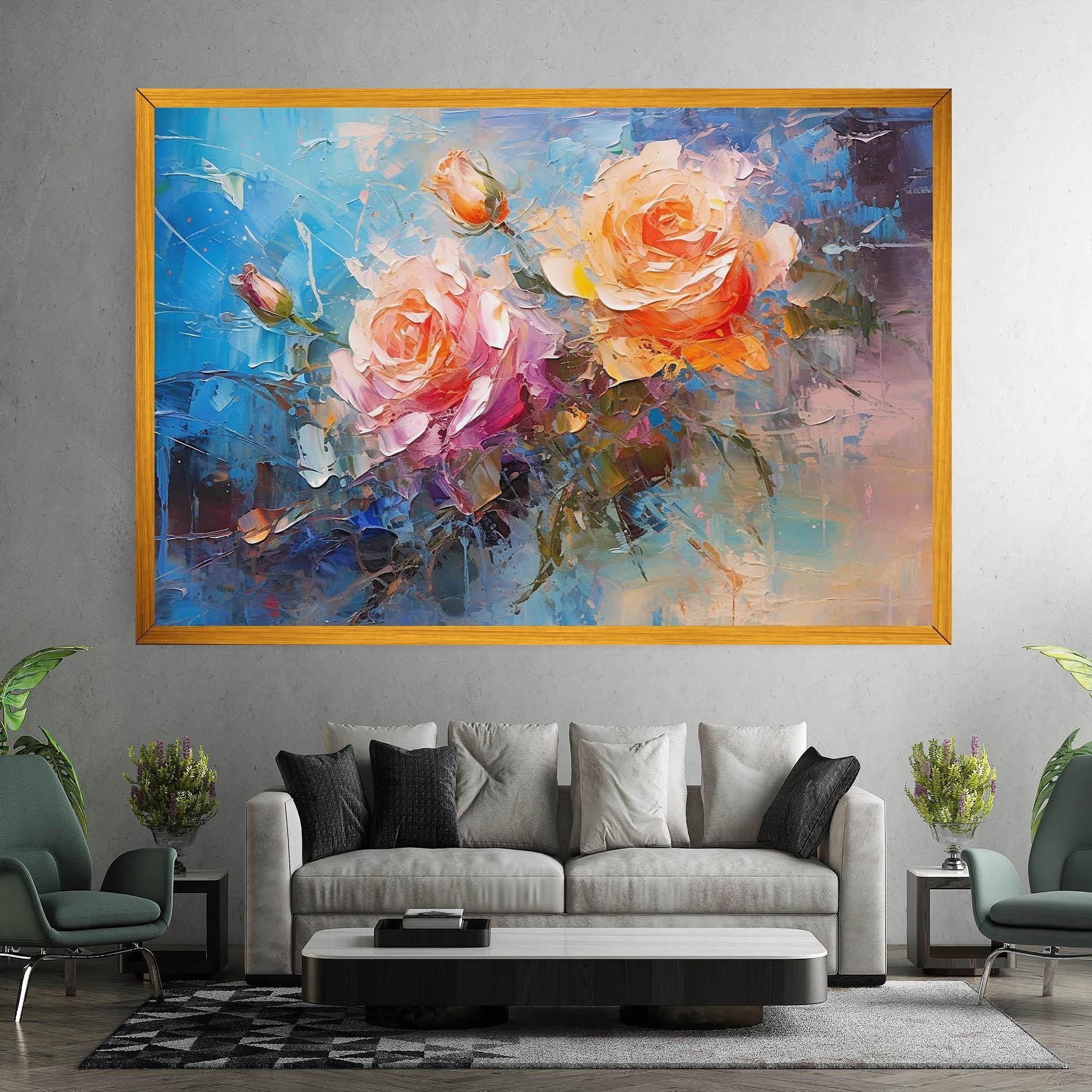 Vászonkép Light Orange Rose Painting mockup 7