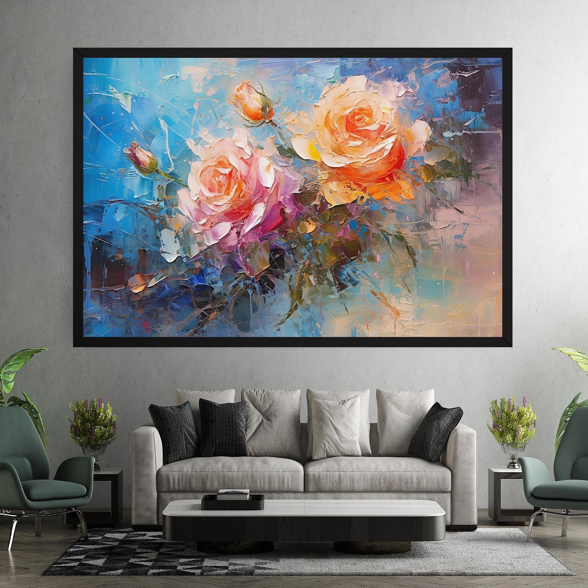 Vászonkép Light Orange Rose Painting mockup 7