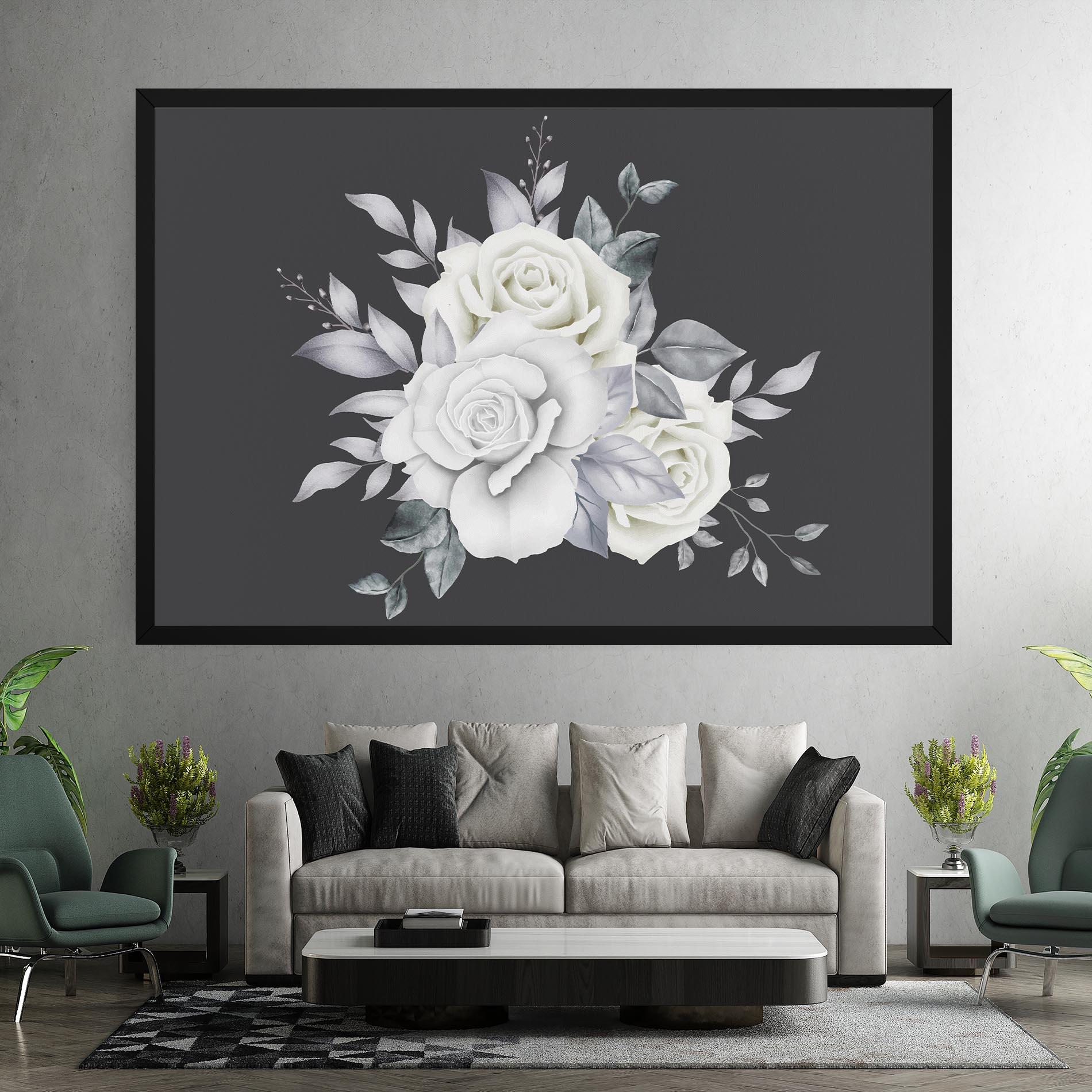 Vászonkép White Grey Rose mockup 7