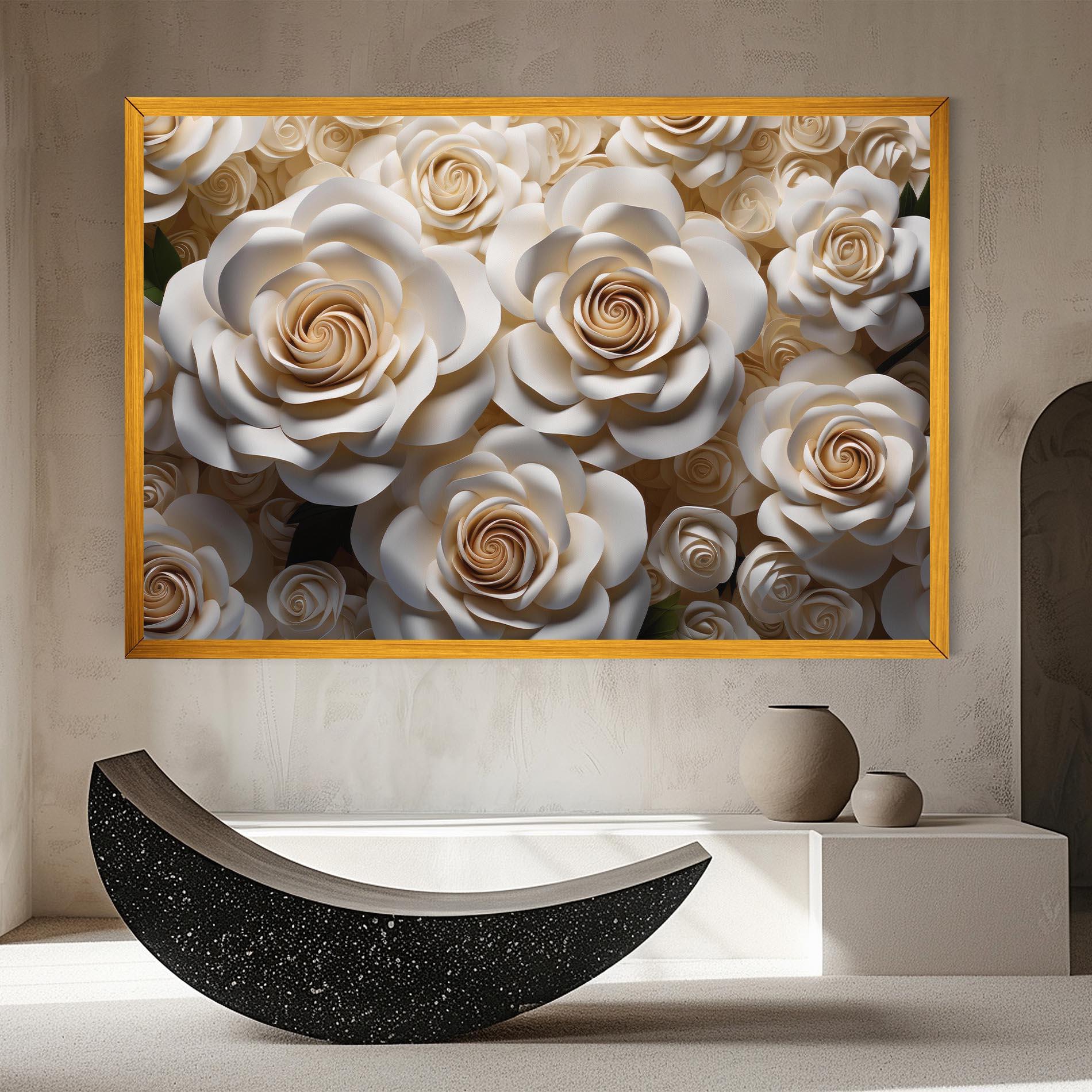 Vászonkép Cream Roses Wall mockup 8