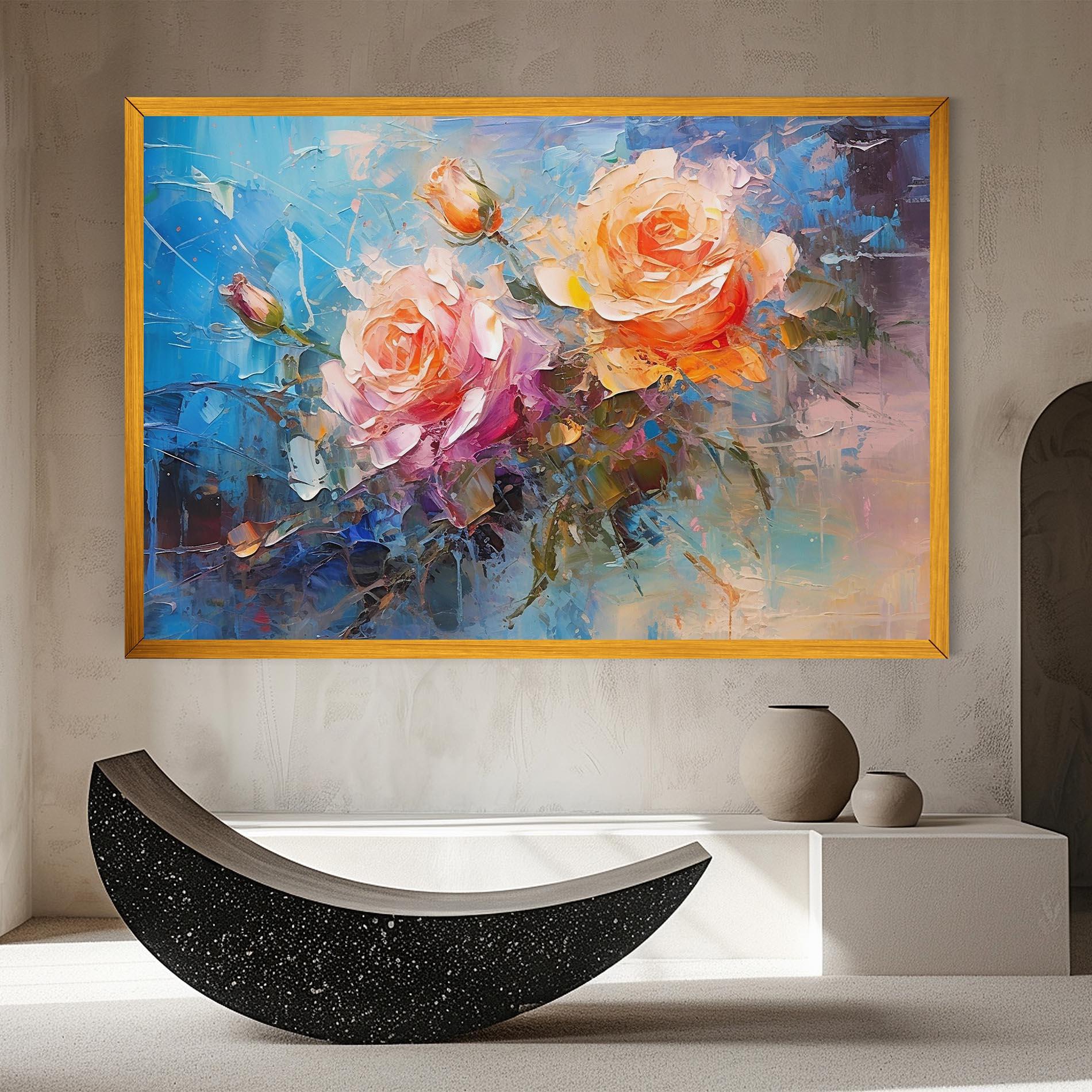 Vászonkép Light Orange Rose Painting mockup 8