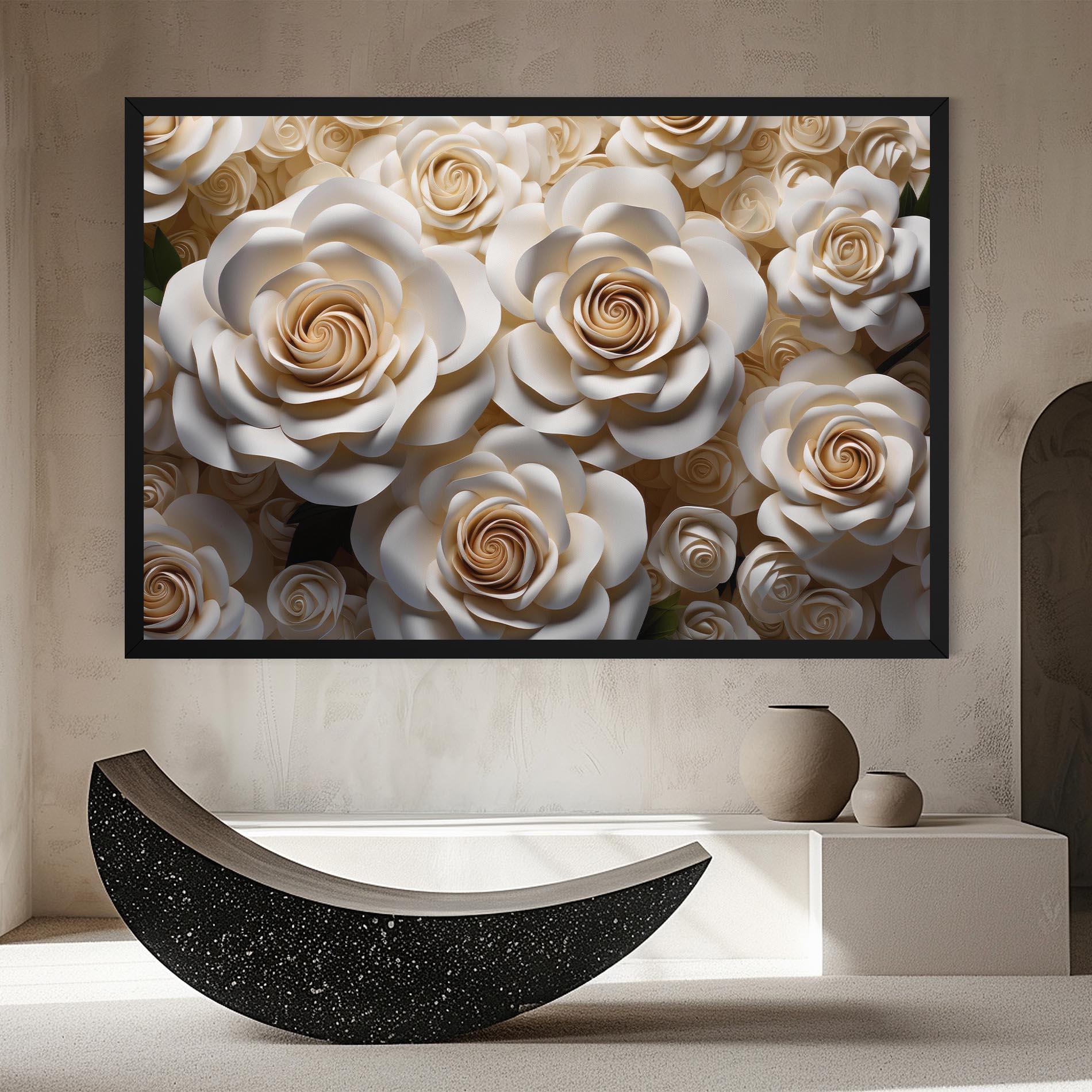 Vászonkép Cream Roses Wall mockup 8