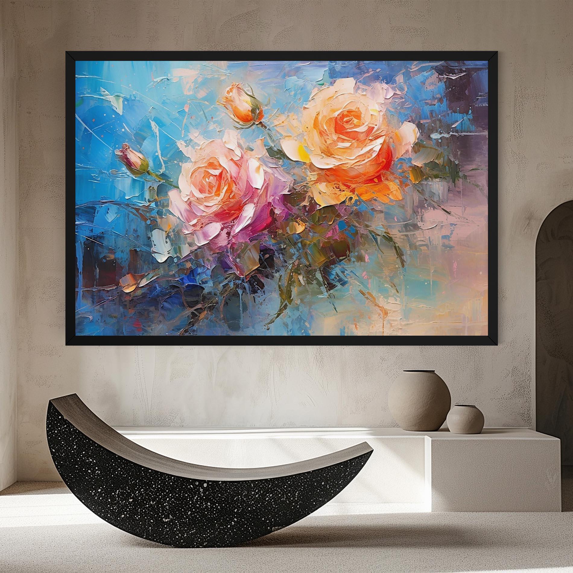 Vászonkép Light Orange Rose Painting mockup 8