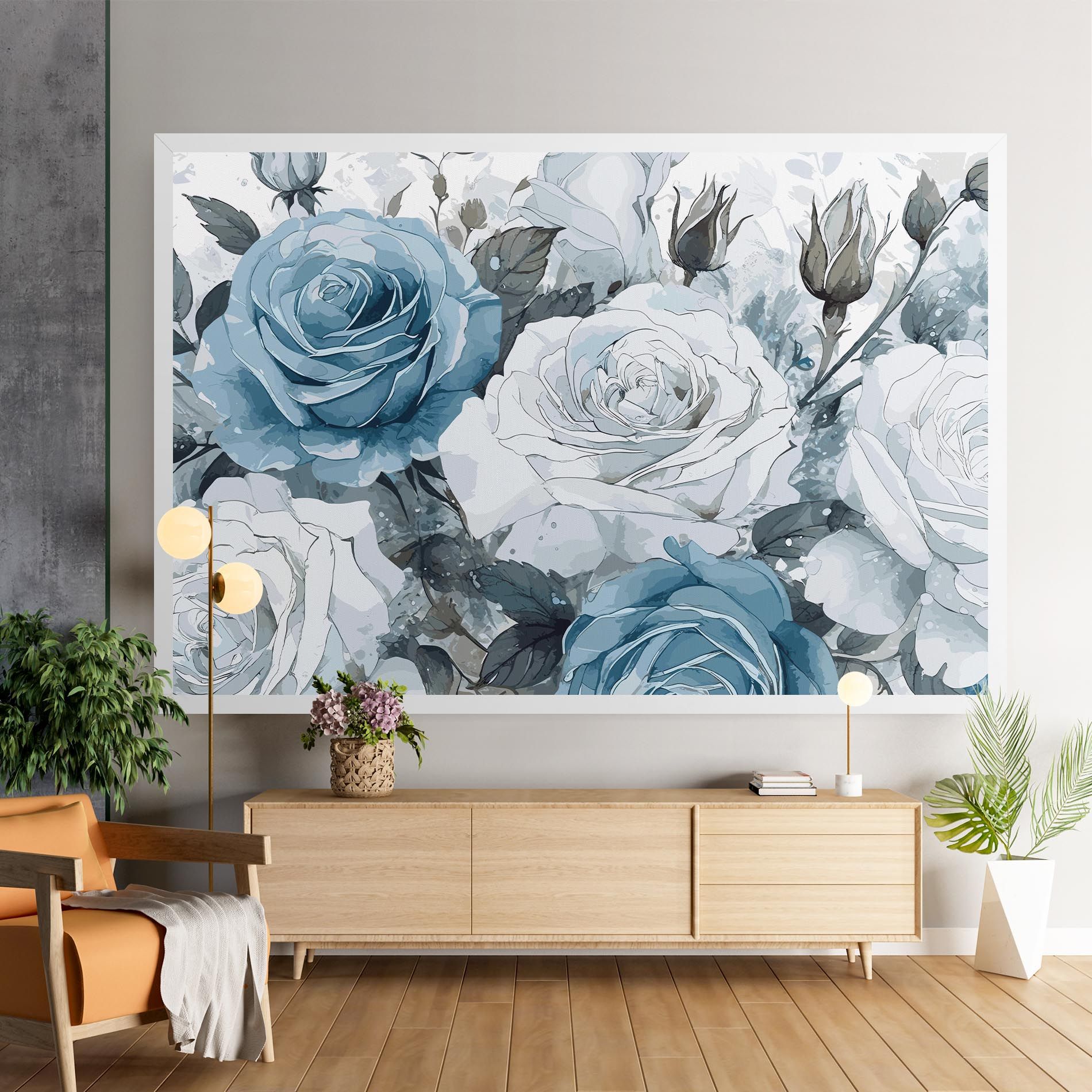 Blue White Rose mockup 9