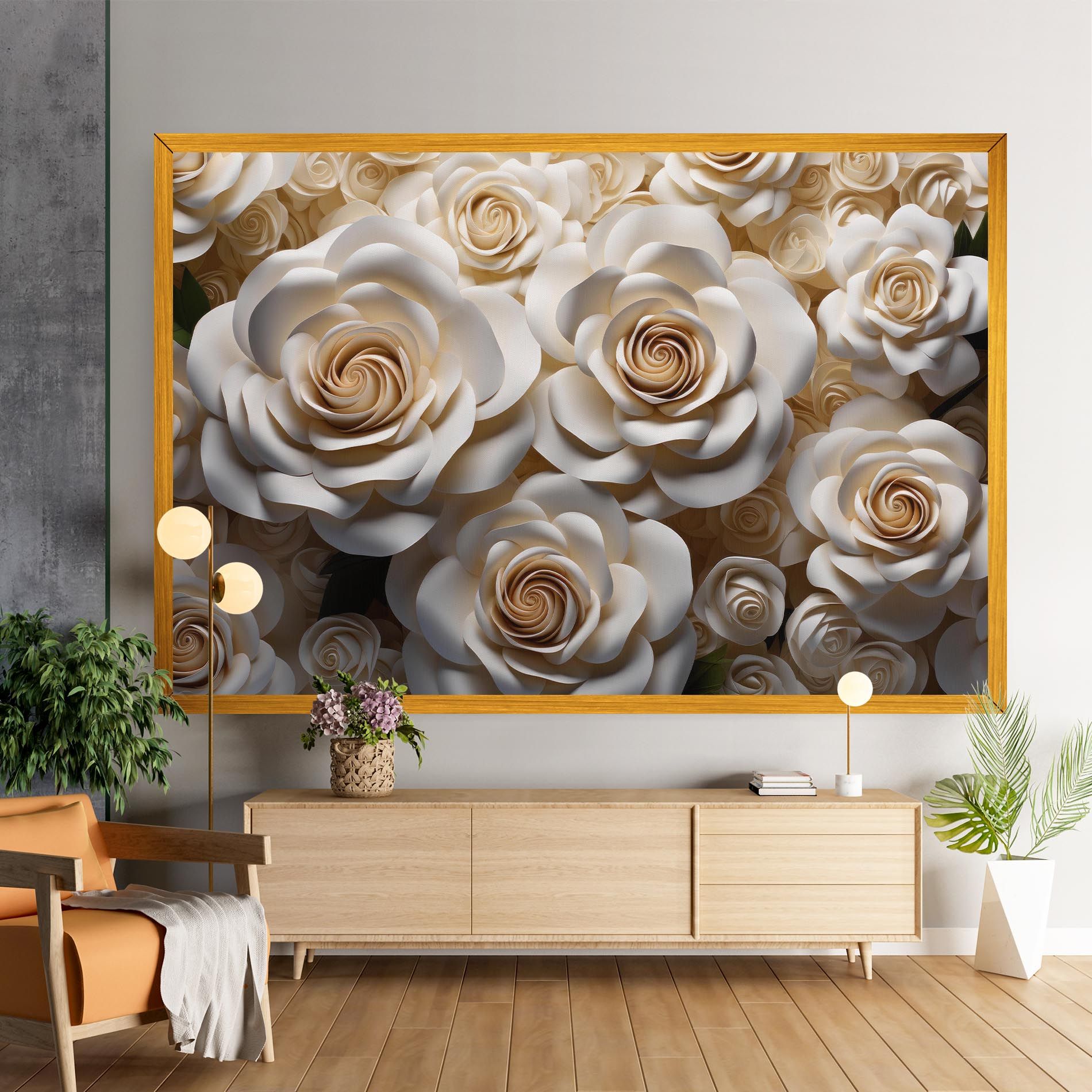 Cream Roses Wall mockup 9
