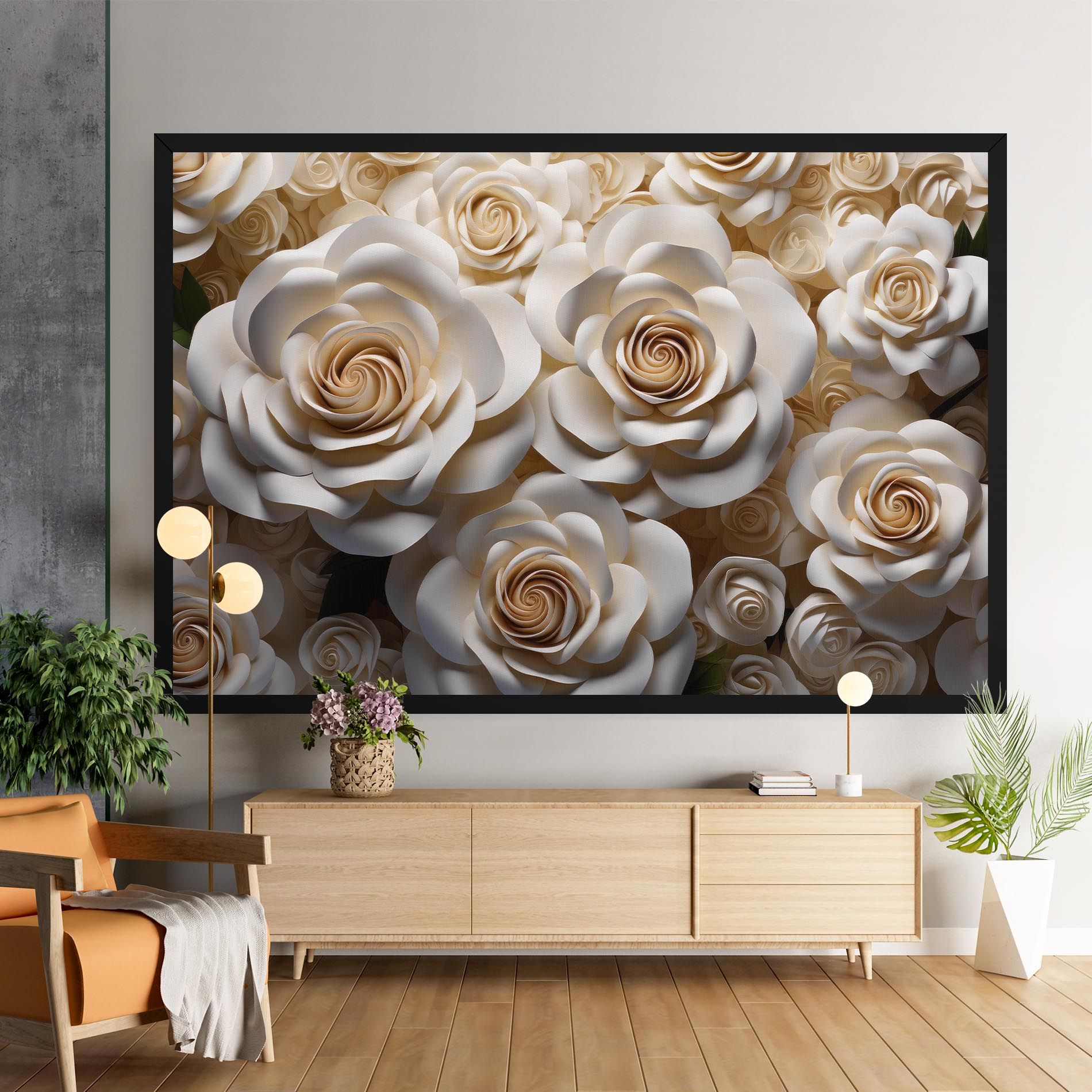 Cream Roses Wall mockup 9