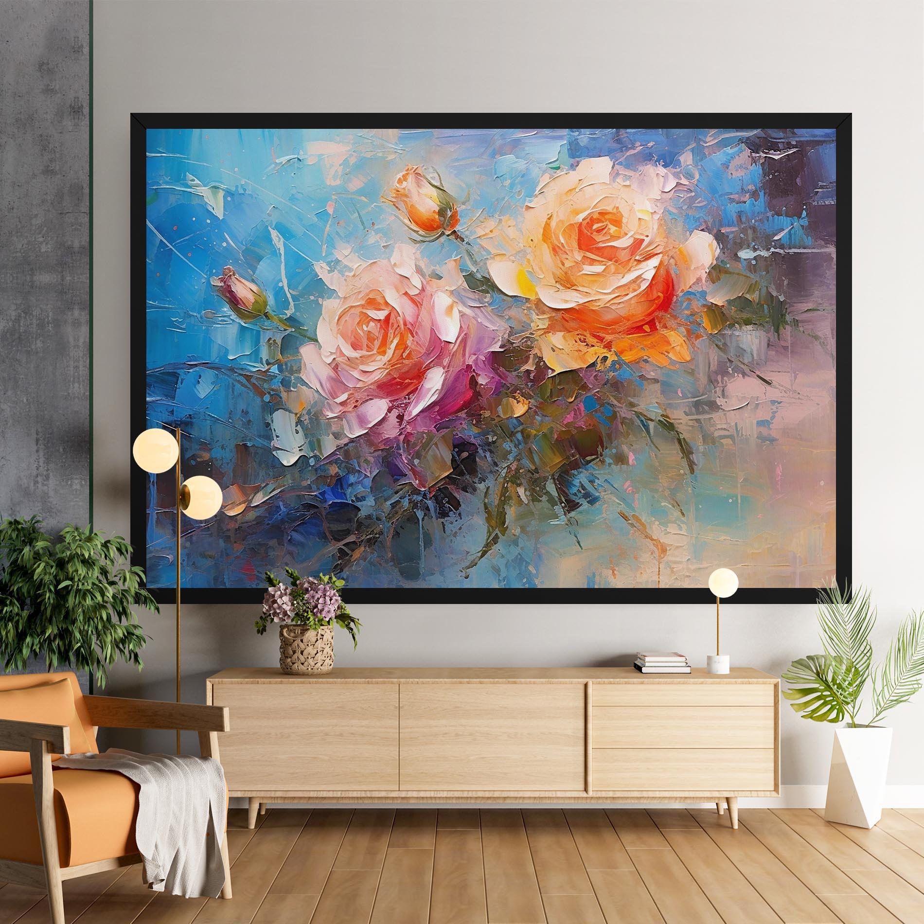 Vászonkép Light Orange Rose Painting mockup 9