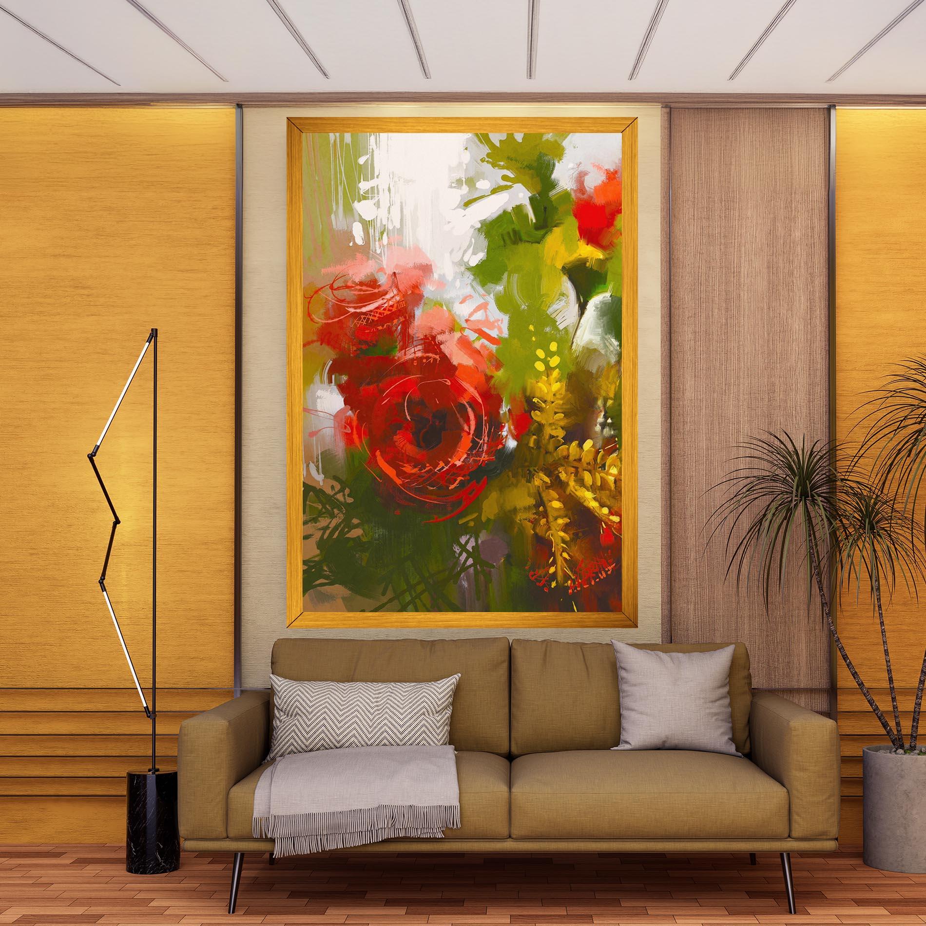 Vászonkép Red Rose Painting mockup 9