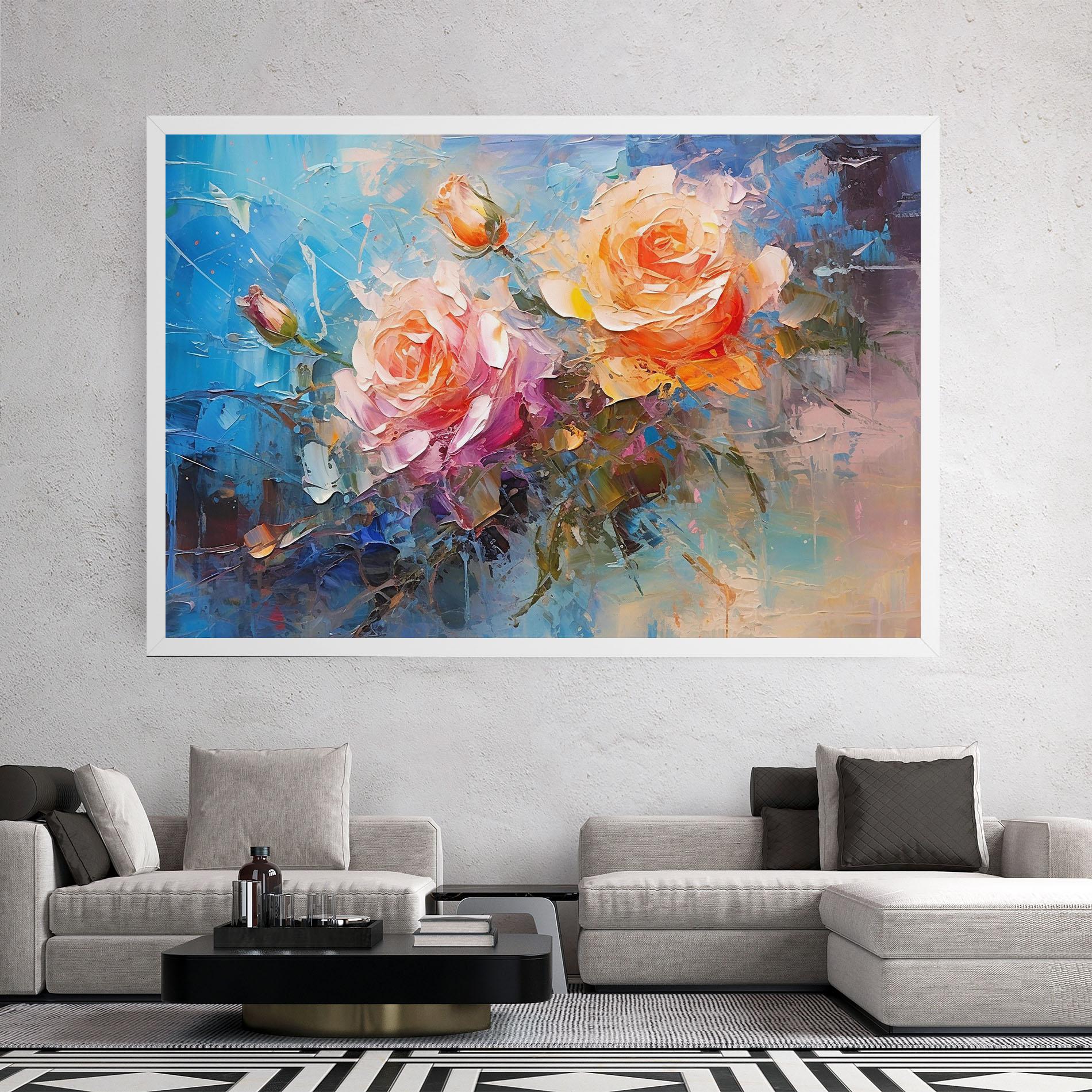 Vászonkép Light Orange Rose Painting mockup 2