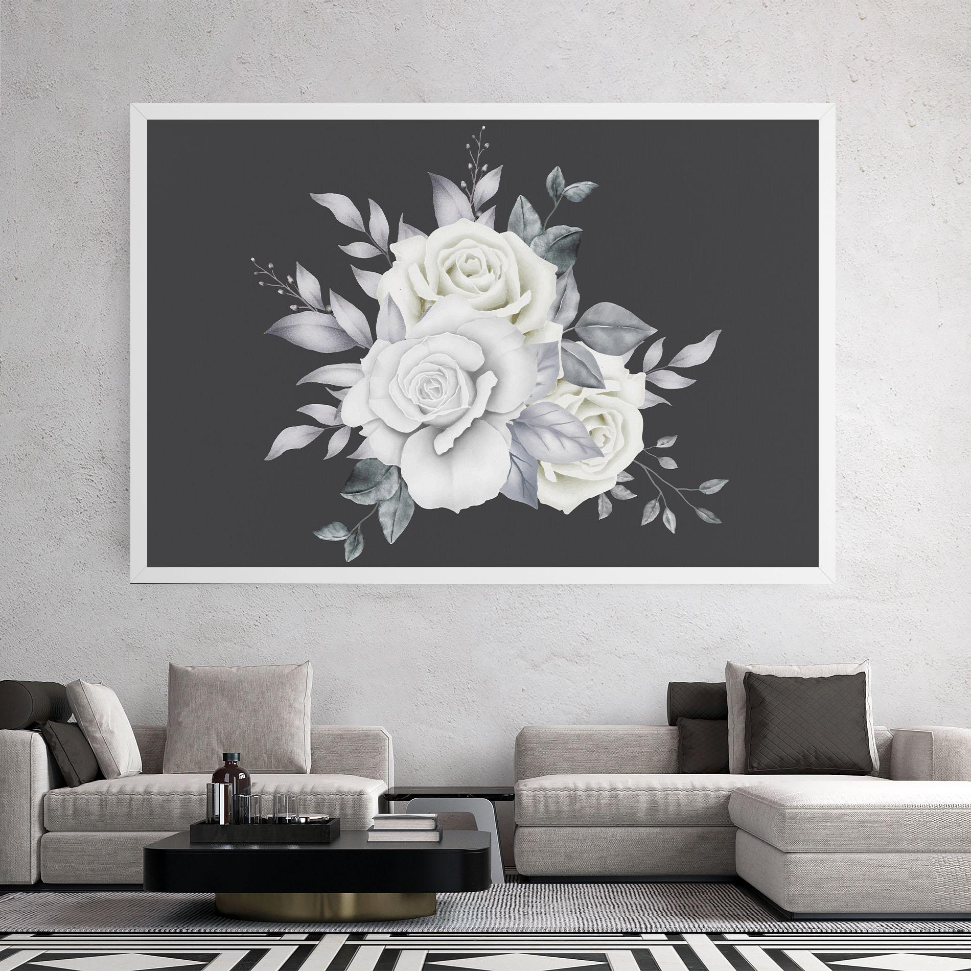 Vászonkép White Grey Rose mockup 2