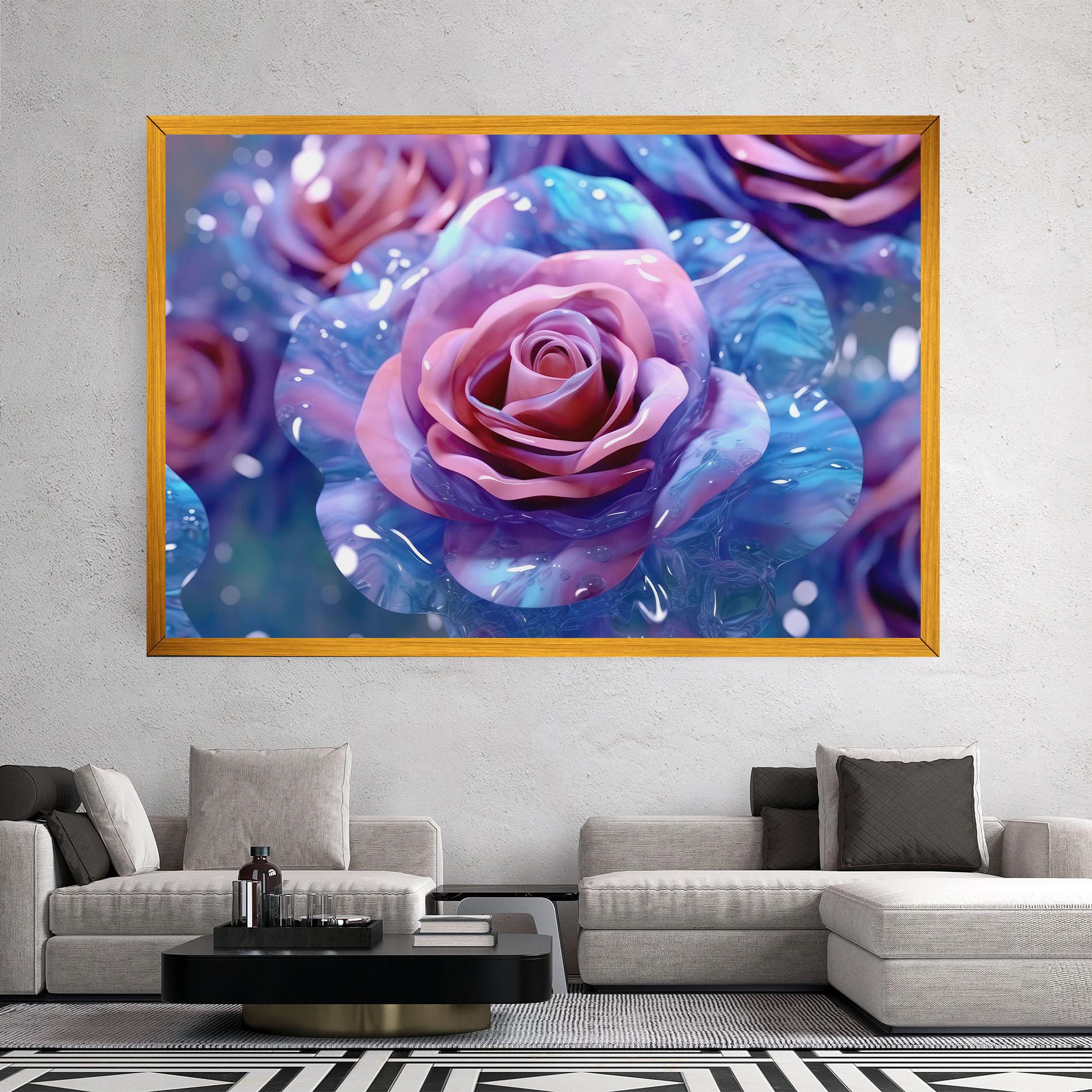Vászonkép Beautiful Blue Pink Rose mockup 2