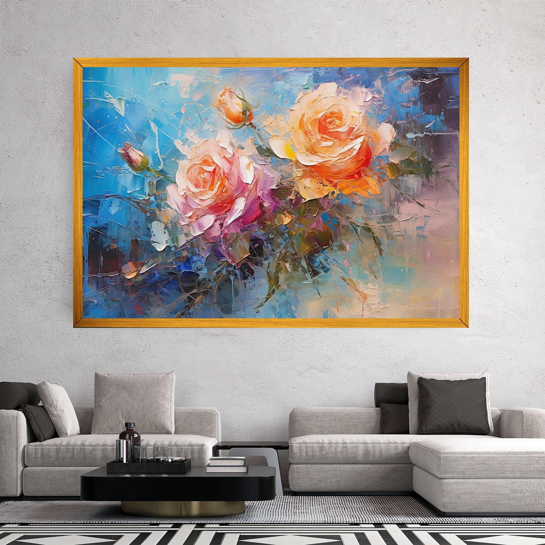 Vászonkép Light Orange Rose Painting mockup 2