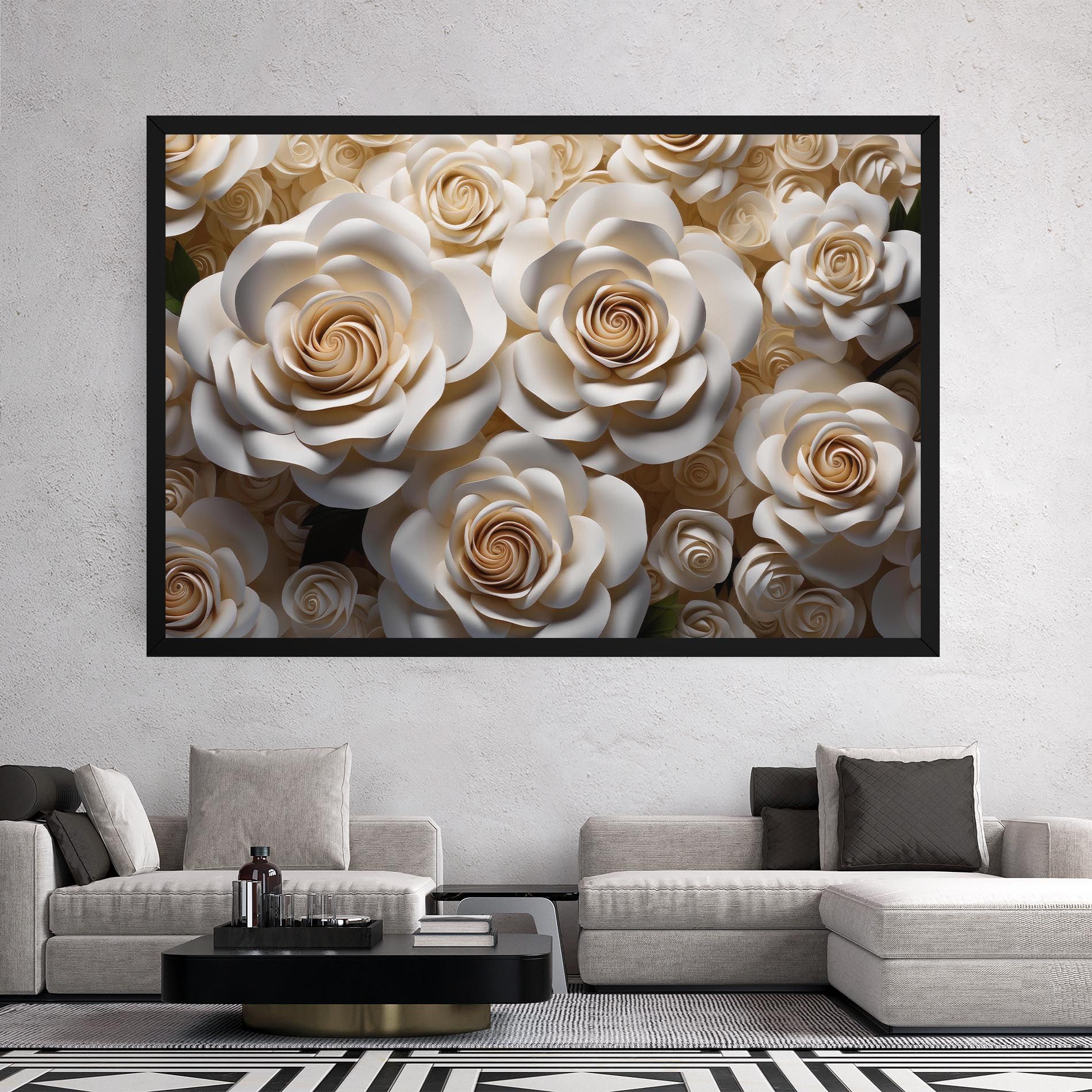 Cream Roses Wall mockup 2