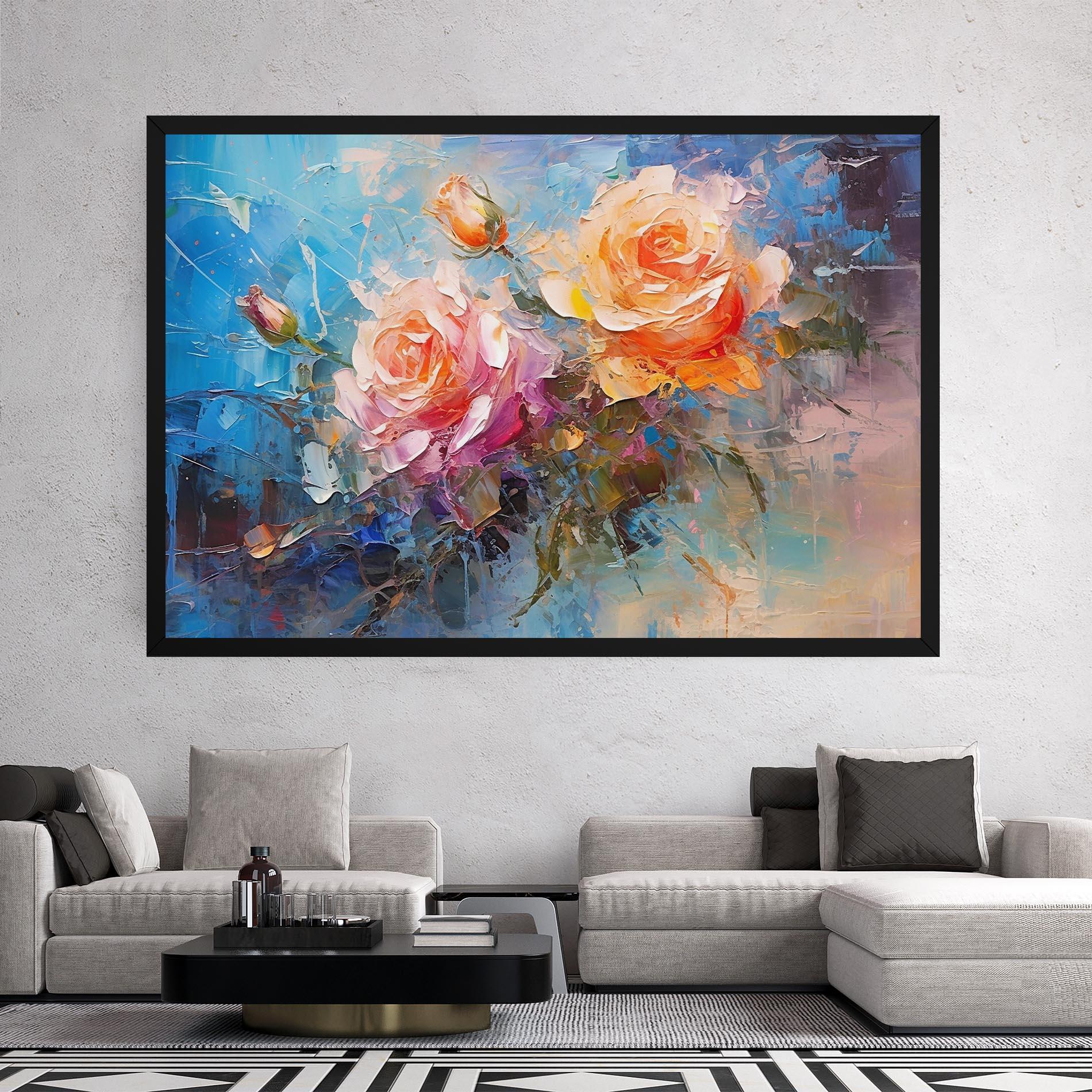 Vászonkép Light Orange Rose Painting mockup 2