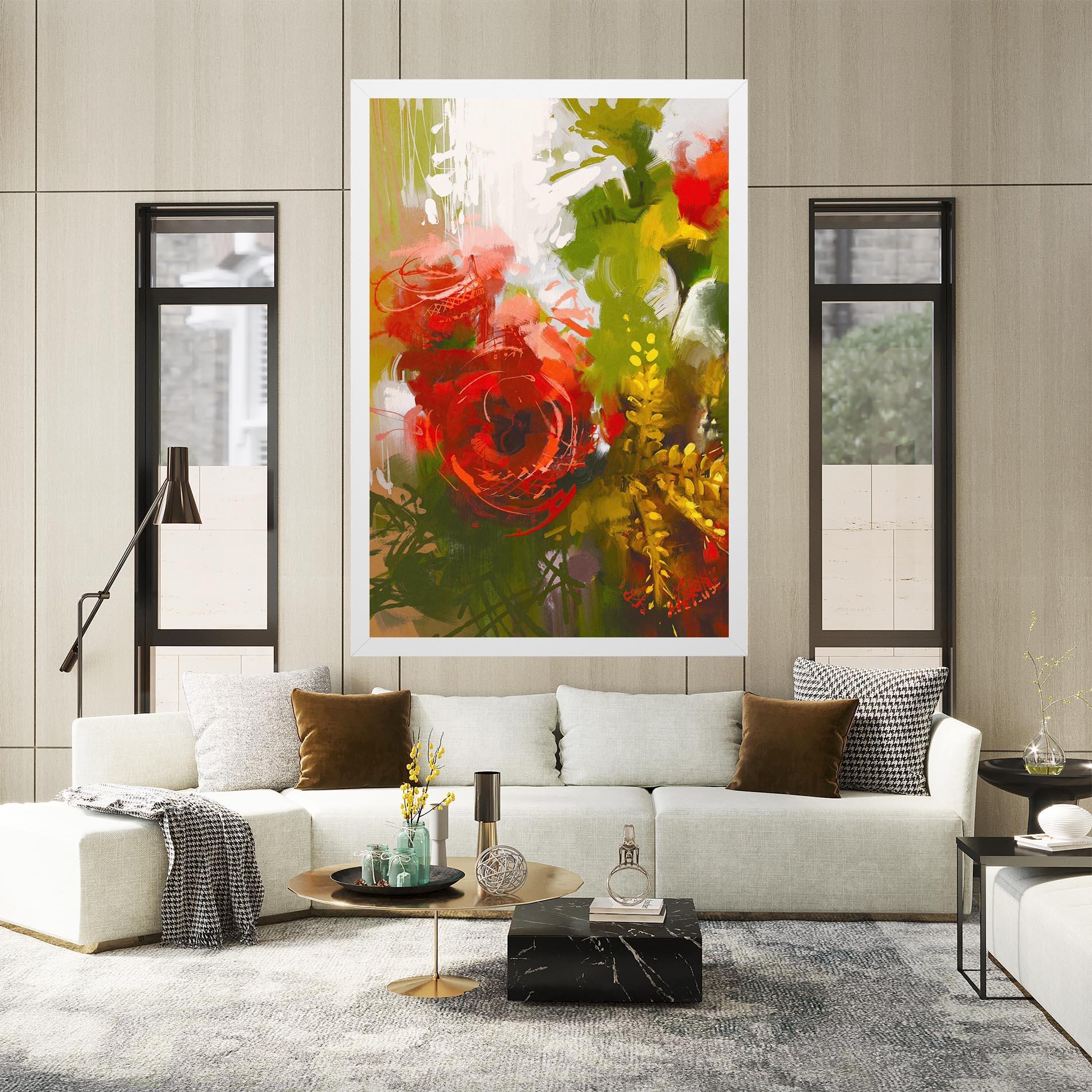 Vászonkép Red Rose Painting mockup 2
