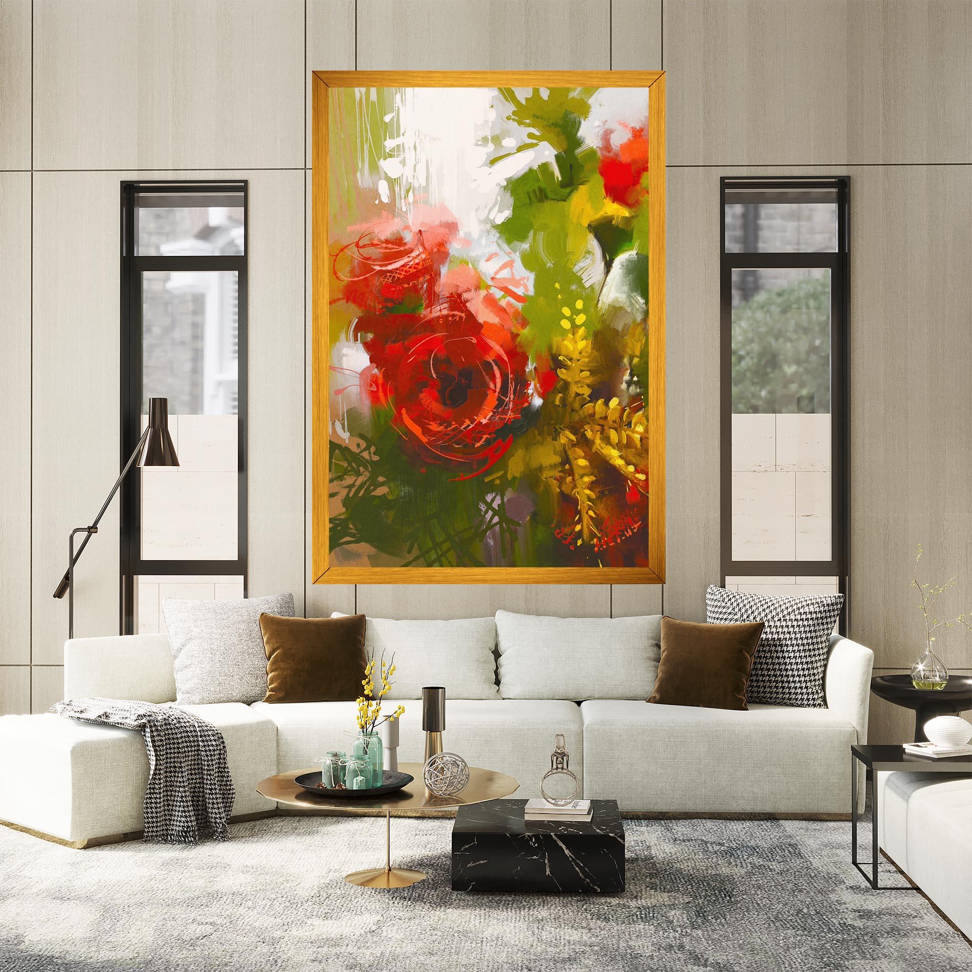 Vászonkép Red Rose Painting mockup 2